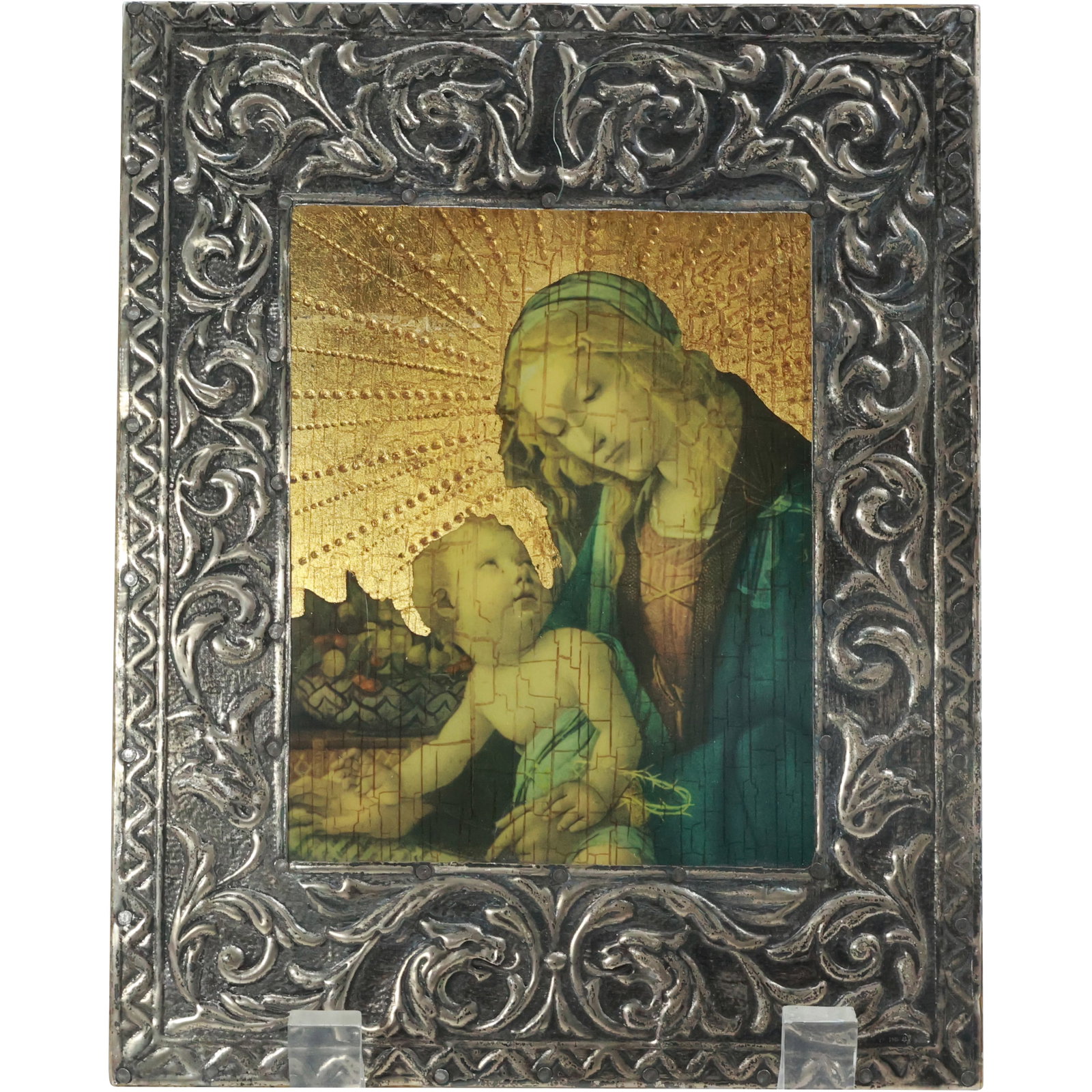 Russian Icon, Silver Tone Metal Frame Over Wood Panel 8 in. x 6.25 in. (1 of 12)