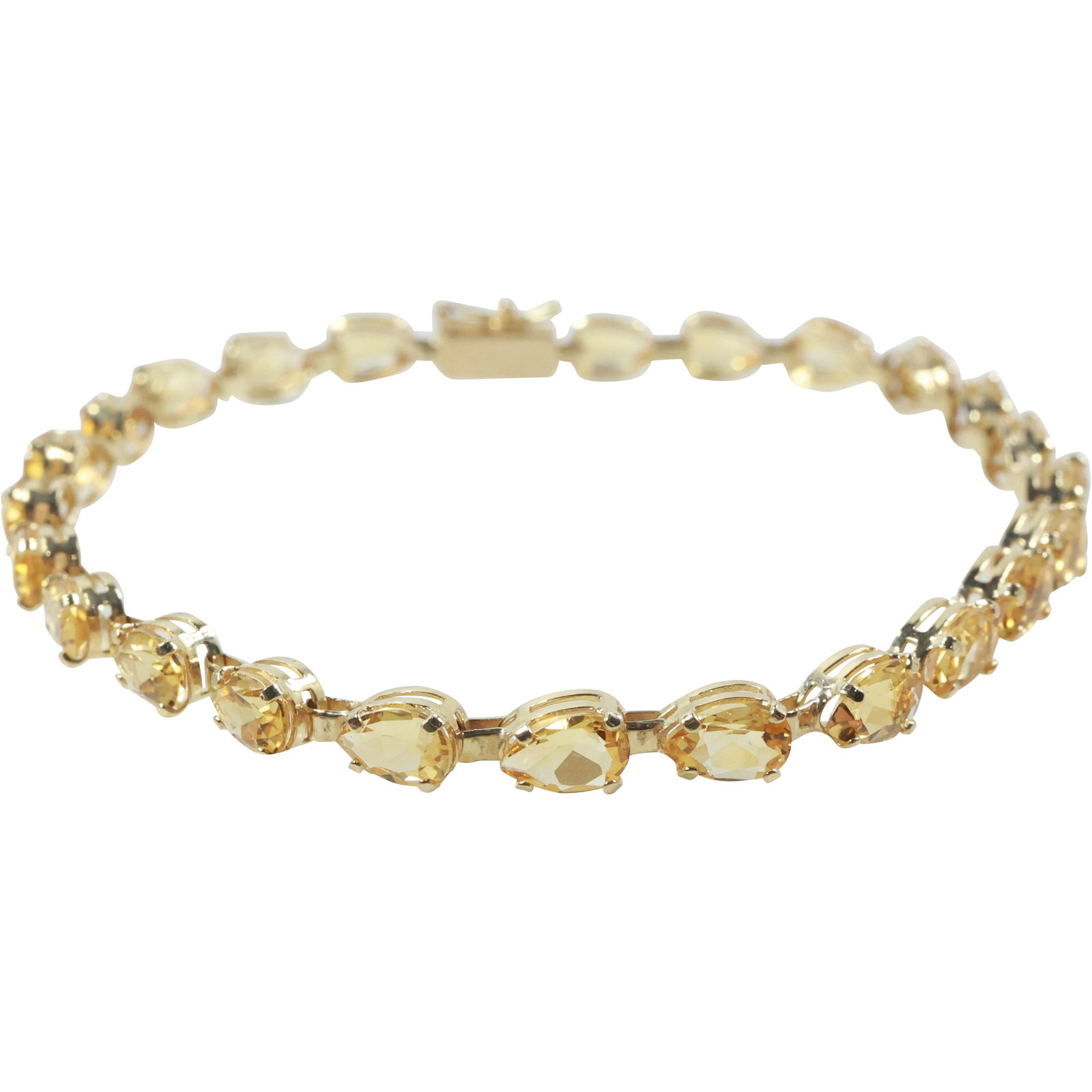14K Gold with Citrine Tennis Bracelet , Stones are Pear Shaped, 3.8 dwt total weight, 7 1/2 in. (1 of 12)