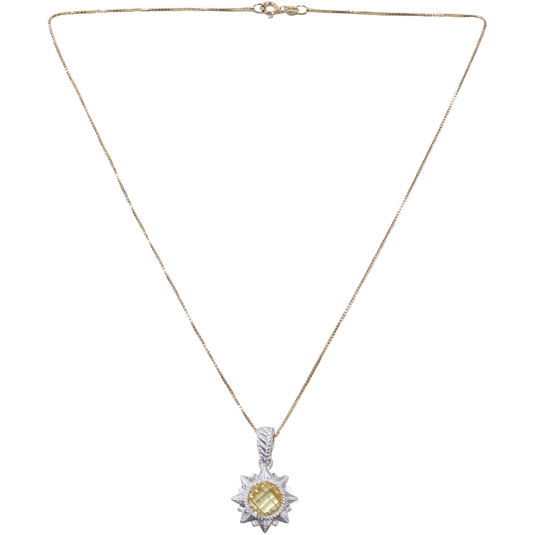.925 Sterling Silver JUDITH RIPKA Sunflower Pendant / Enhancer Center Citrine Necklace on (1 of 7)