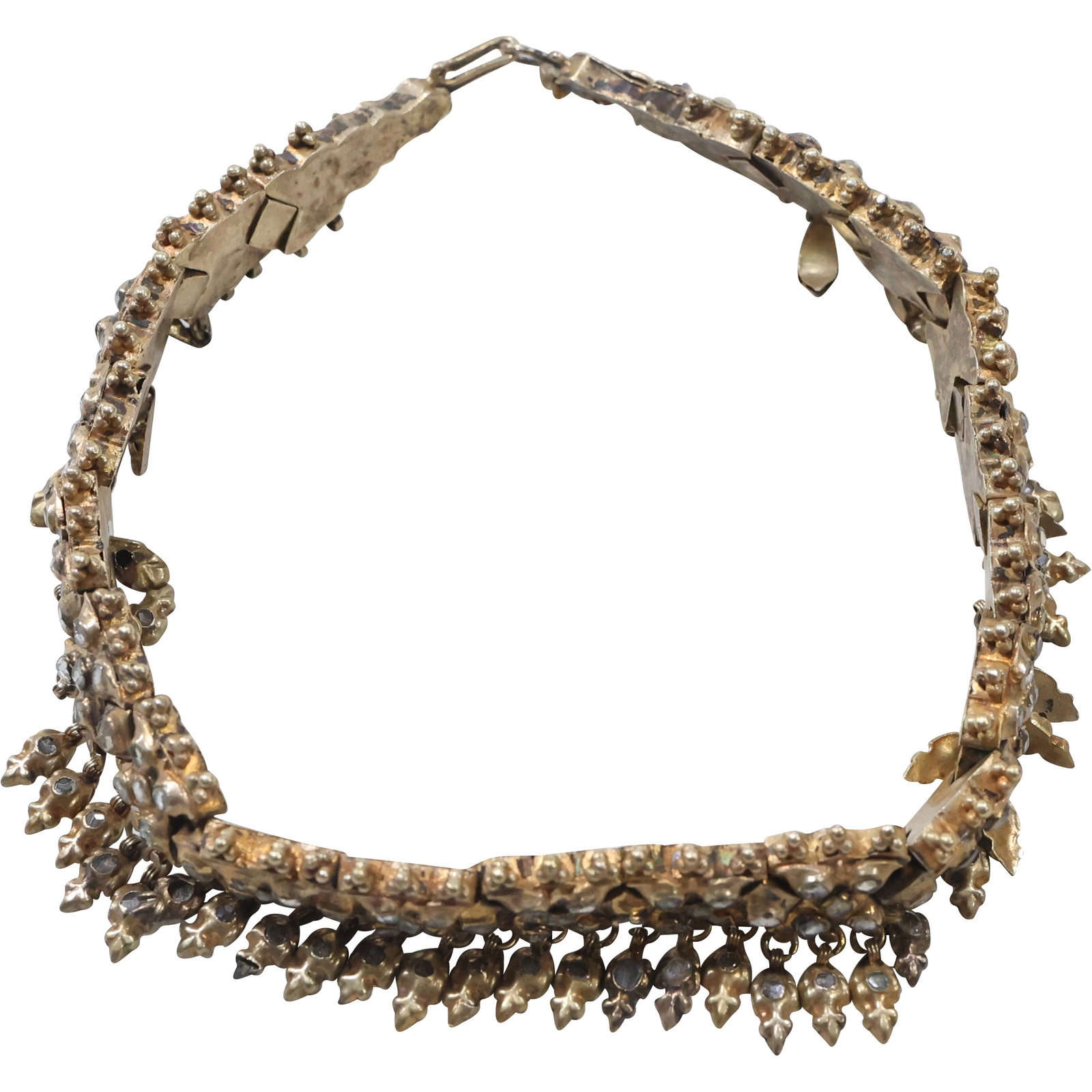 Quality Vintage Hand Cut Sterling with Clear Mine Cut Spinels Edwardian Choker circa 1950: Quality Vintage Hand Cut Sterling with Clear Mine Cut Spinels Edwardian Choker circa 1950, 11 1/2 in. x 1 in.