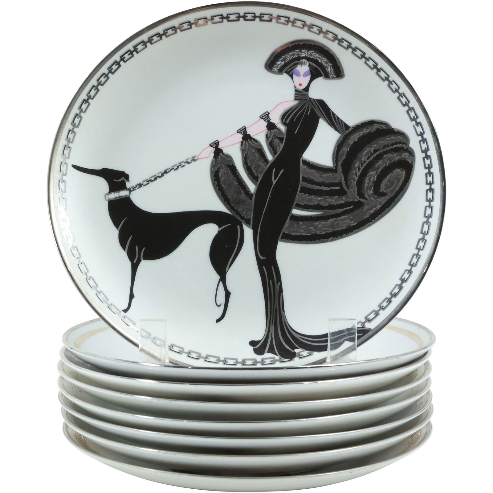 Collection of 8 Assorted HOUSE OF ERTE Art Deco Cabinet Plates 8 in. diameter (1 of 18)