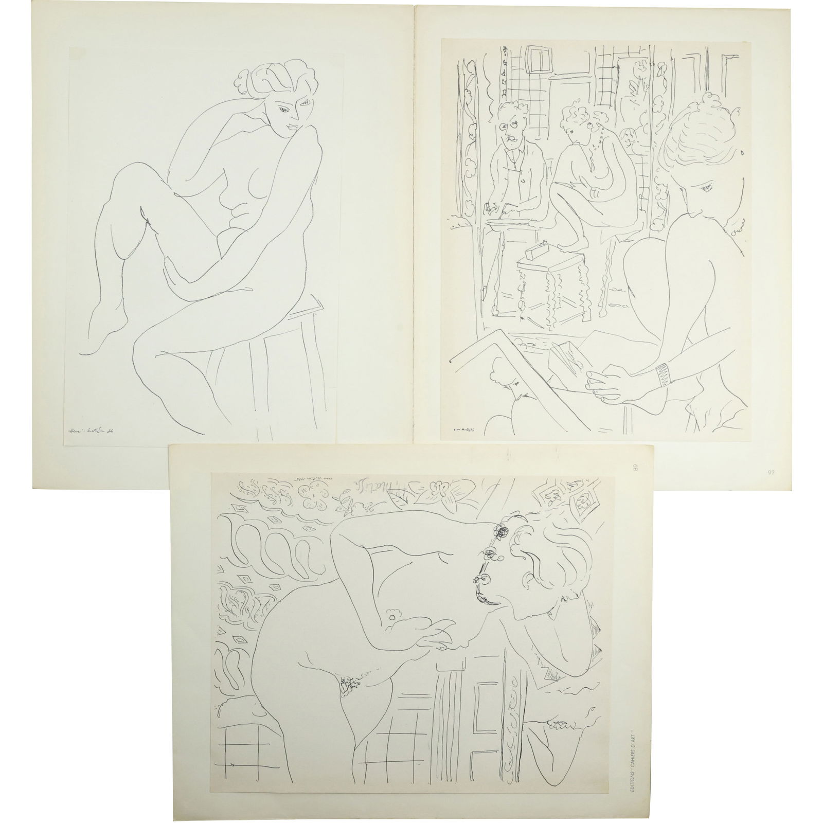 3 Vintage Henri Matisse Assorted Line Lithographs 19 in. x 12.5 in. (1 of 20)