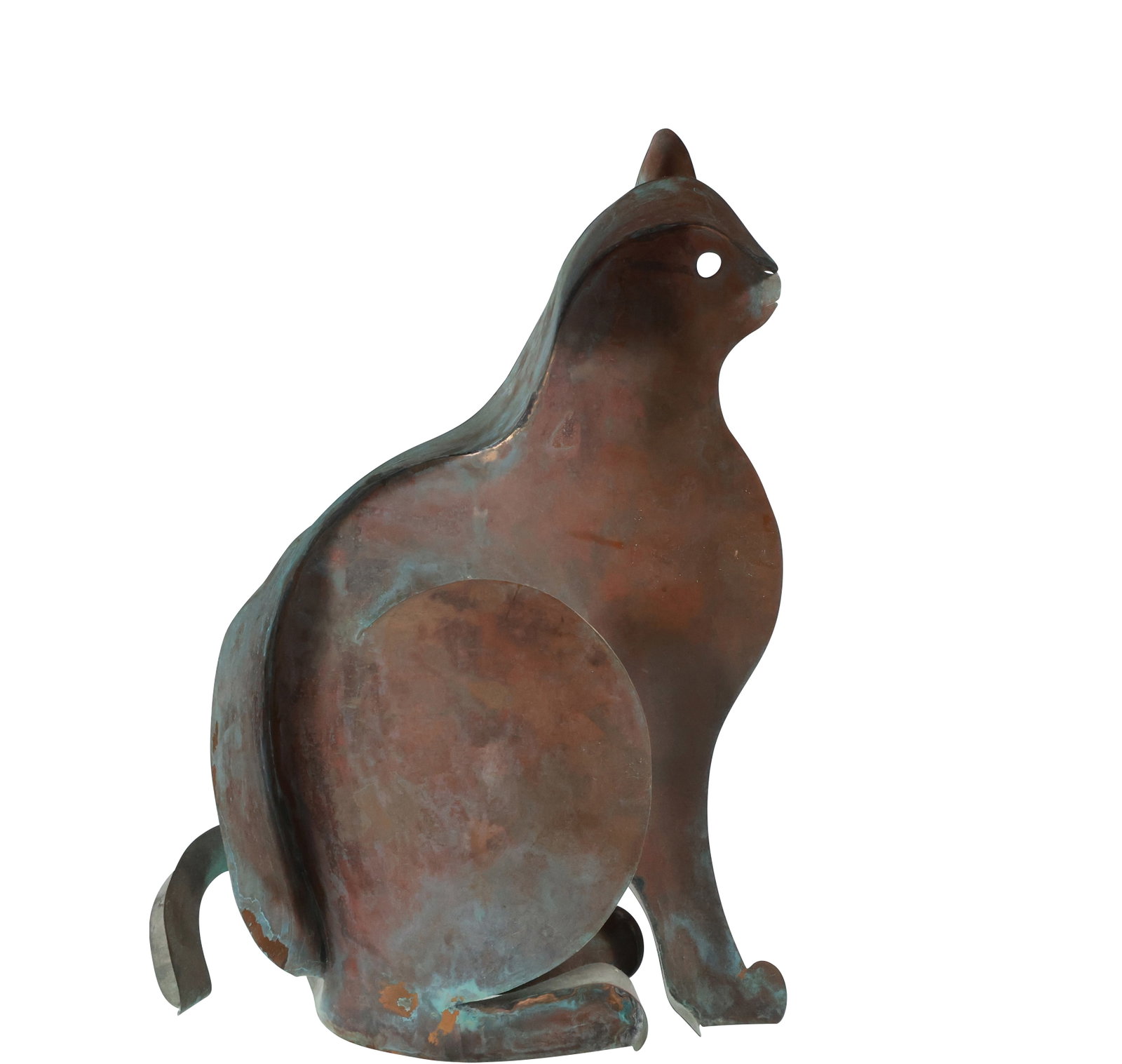 Vintage Folk Art Copper CAT Figure Sculpture 17.5 inches height x 13 in. wide: Vintage Folk Art Copper CAT Figure Sculpture 17.5 inches height x 13 in. wide. size: 17.5x13 shelf: A
