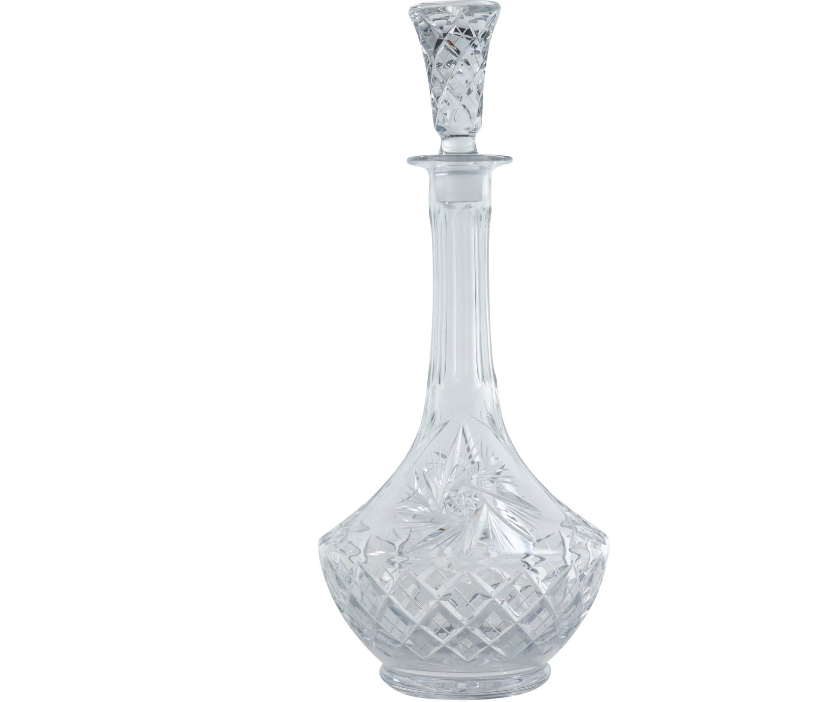 Elegant Crystal Cut Glass Liquor Decanter with Stopper 15.5 in. height x 6.5 in. wide (1 of 15)