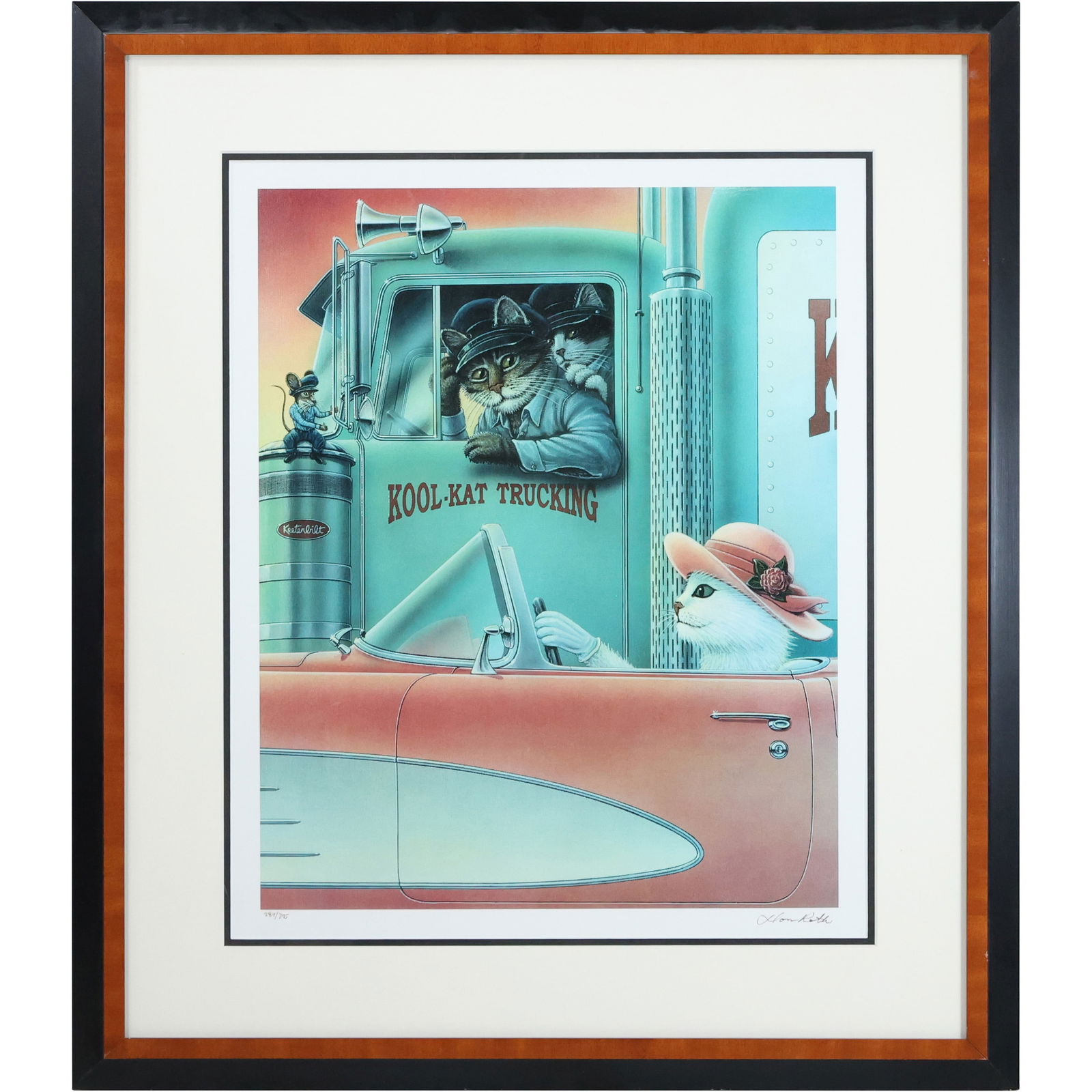Don Roth Signed and Numbered 284/395 Lithograph "Kool-Kat Trucking", Framed (1 of 12)