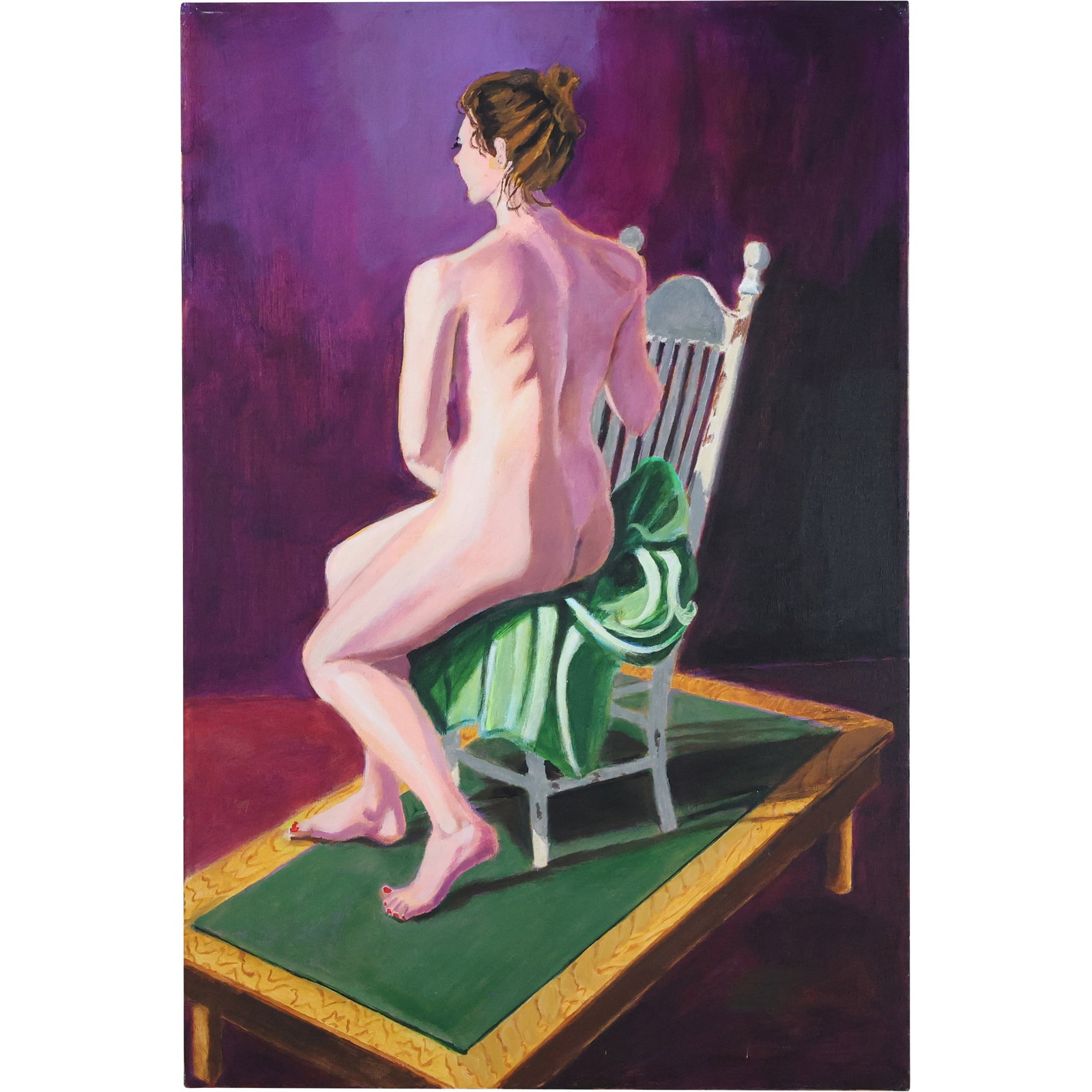 Norman Strite, American Artist, Oil on Canvas Seated Nude Model titled "Hindsight", Signed: Norman Strite, American Artist, Oil on Canvas Seated Nude Model titled "Hindsight", Signed. size: 36 x 24 ; Author of Book: Norman Strite in the Temple of Beauty. Figure Paintings and Drawings by Norm