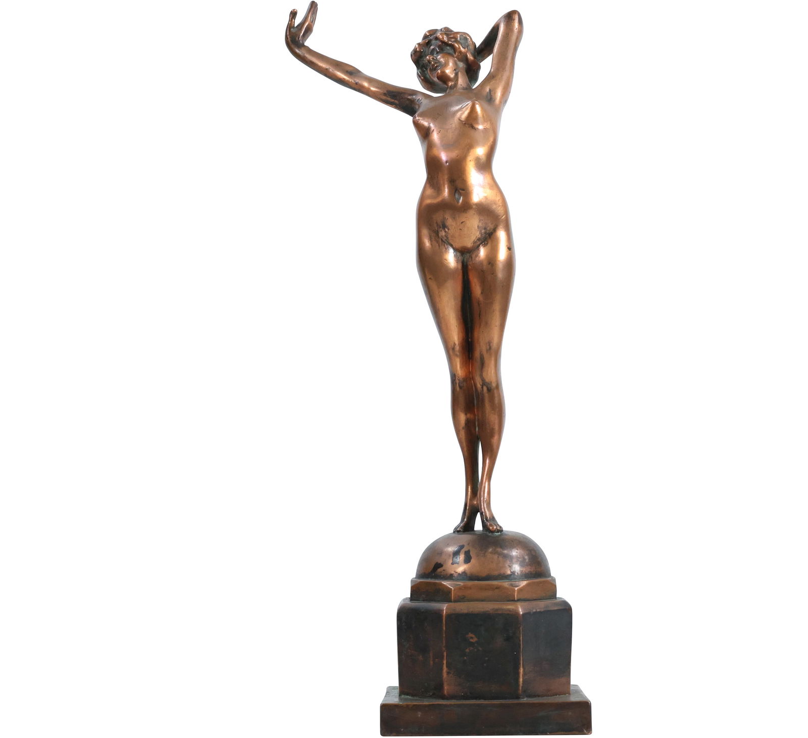 after Paul Philippe, Antique Deco Standing Nude Woman in Bronze Clad Sculpture 19.5 in. height: after Paul Philippe, Antique Deco Standing Nude Woman in Bronze Clad Sculpture 19.5 in. height. size: 19.5 x 8 x 5 shelf C ; ASKart: Paul Philippe (1870 - 1930) was active/lived in France, Germany. Pa
