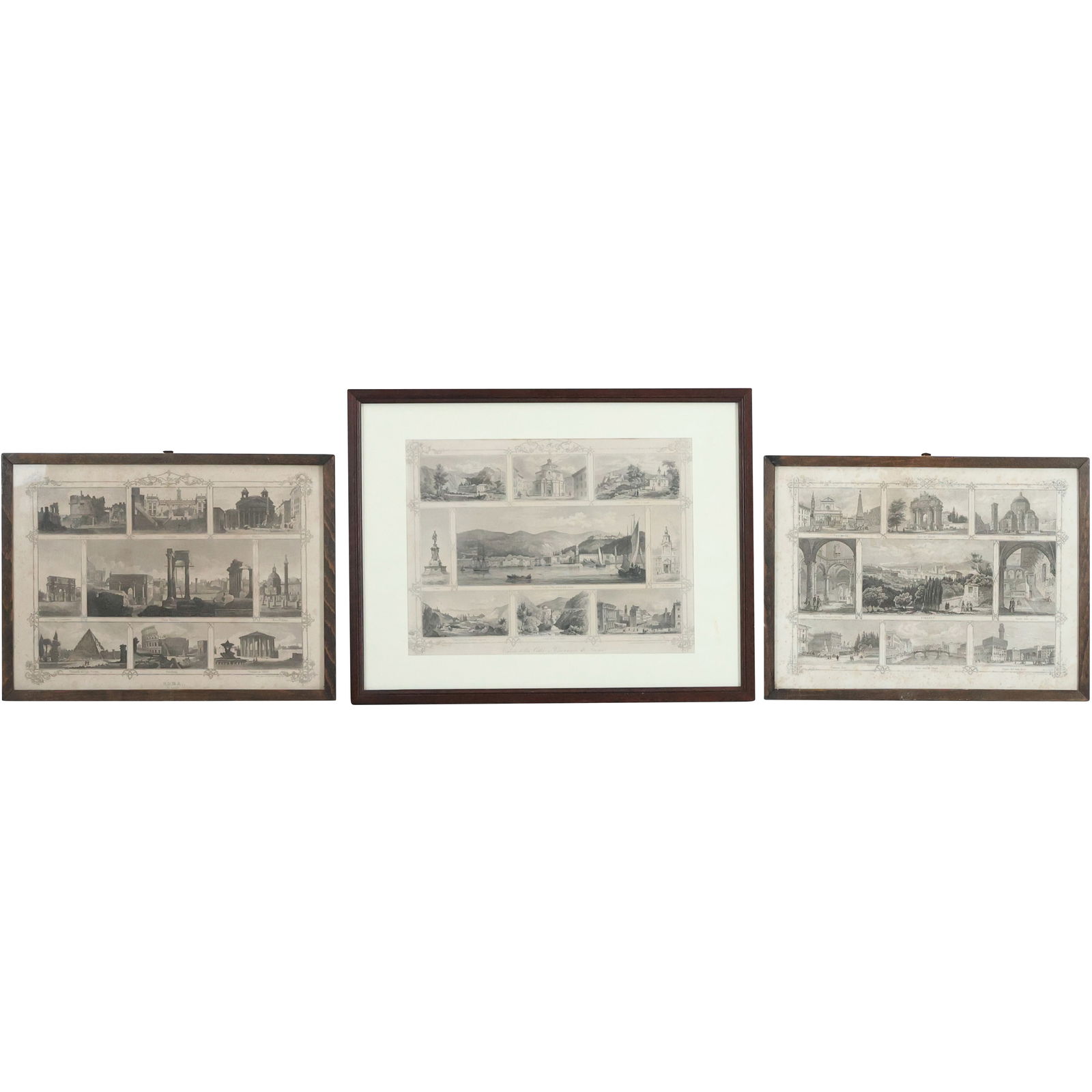 3 Antique Framed Engravings Scenes of Vienna, Roma (1 of 11)