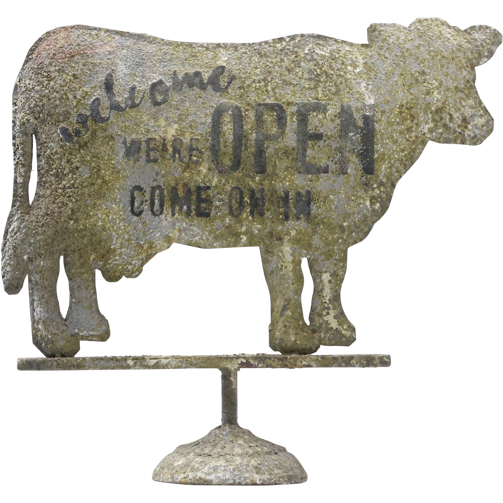 20th C. Folk Art Metal Cow Country Store Sign OPEN / CLOSED (1 of 10)