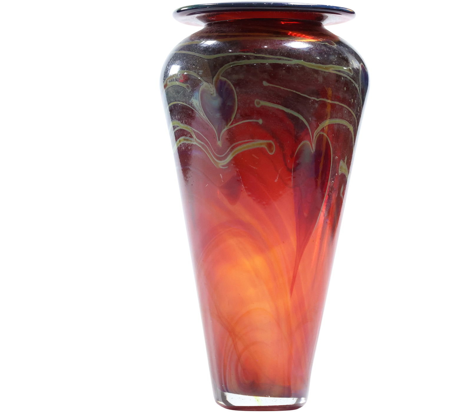 Artist Signed Art Glass Iridescent Cabinet Vase 5.25 in. height (1 of 8)