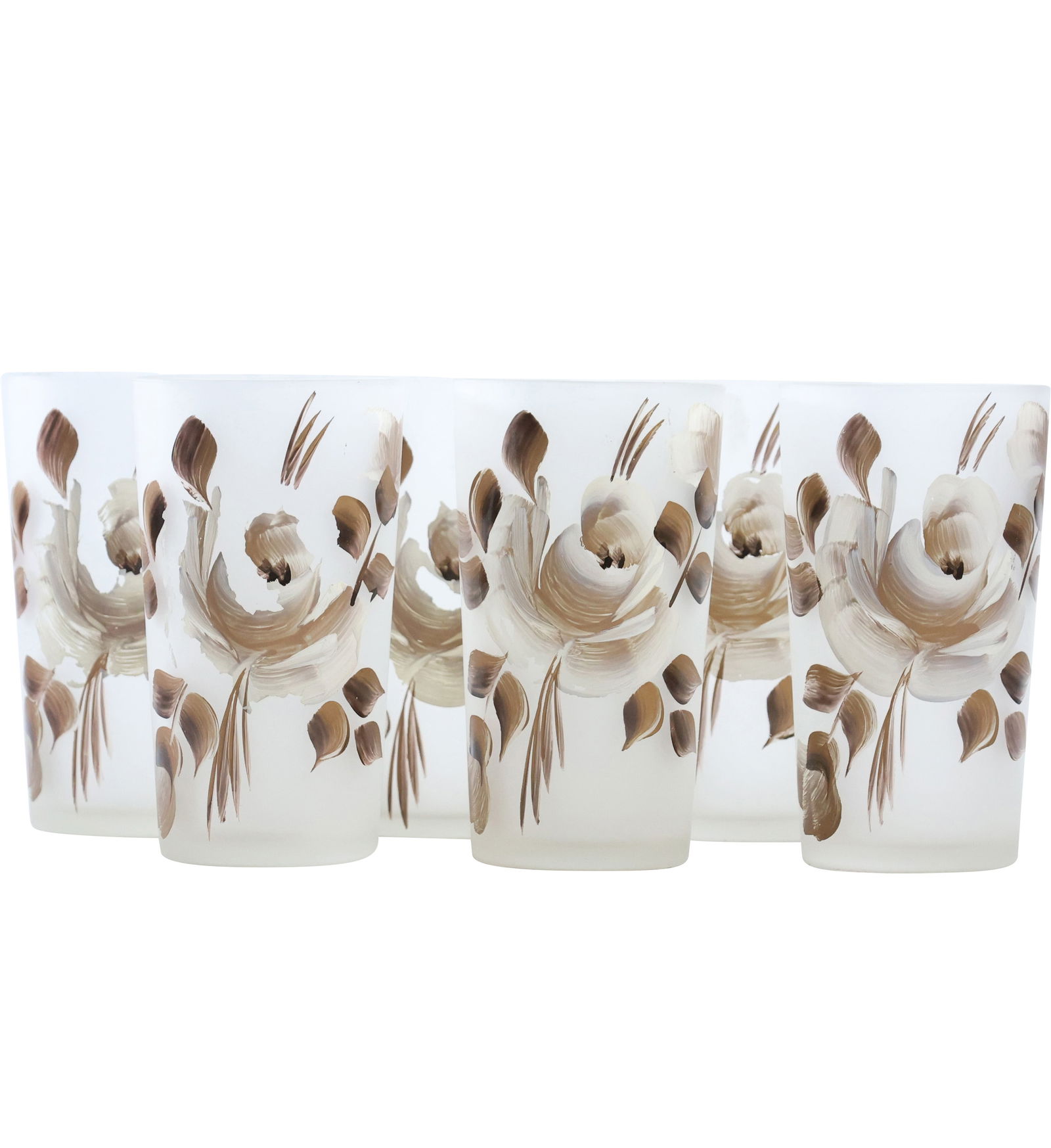 Set 6 Hand Painted Flowers Drinking Glasses - Barware (1 of 9)