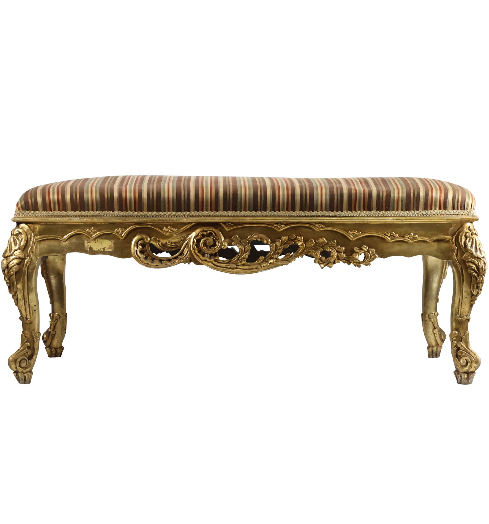 Italian Baroque Style Carved Wood Window Bench in Gold Gilt Finish 43 in. length (1 of 11)