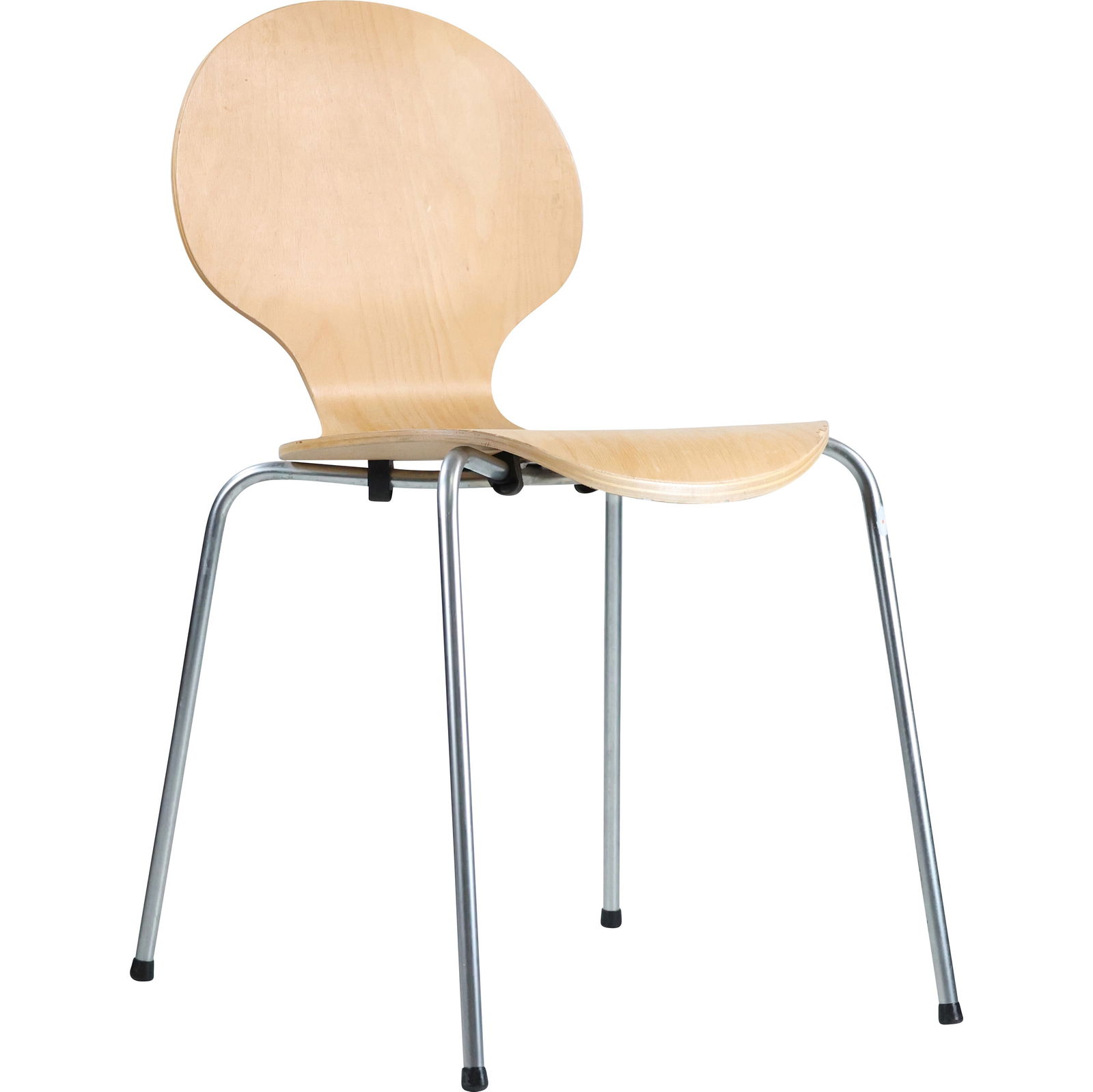 Modern Design Side Chair Blond Bent Wood Molded Seat and Back on Chrome Legs Base (1 of 10)