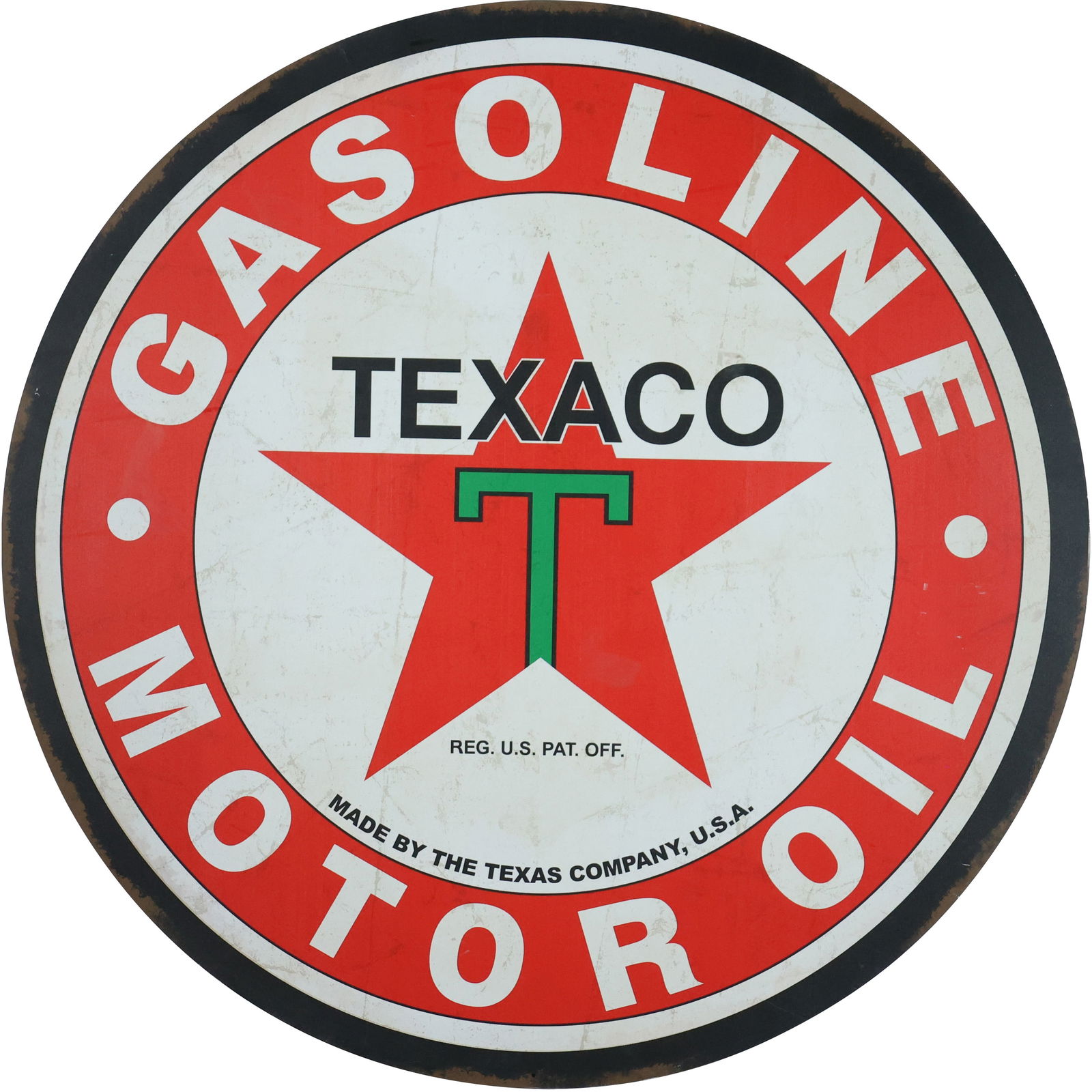 Round Fiberglass Advertising Sign TEXACO GASOLINE MOTOR OIL 31 in. diameter (1 of 11)