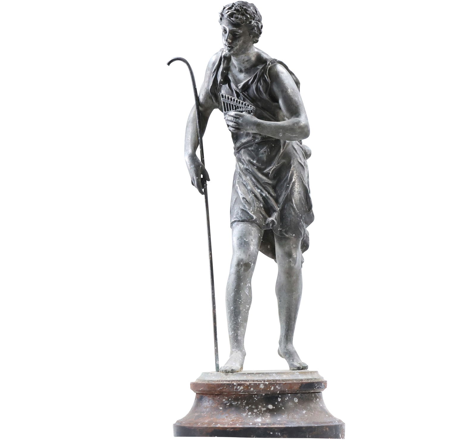 19th C. Cast Metal Spelter Shepherd Man Figural Statue Sculpture 18 in. height (1 of 11)