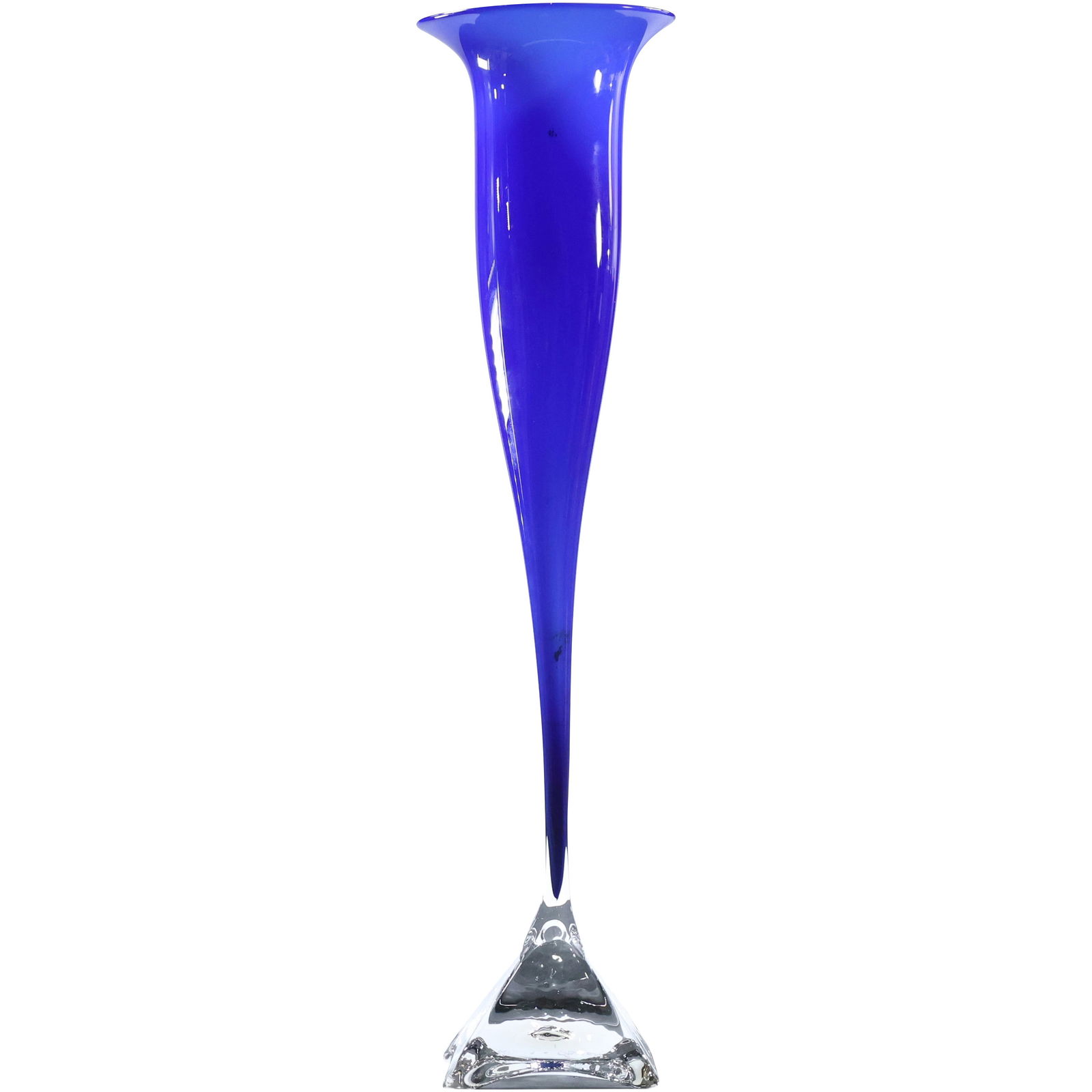 Signed Willsea O'Brien Cobalt Blue Art Glass Vessel Tall Vase 22.25 in. height (1 of 7)