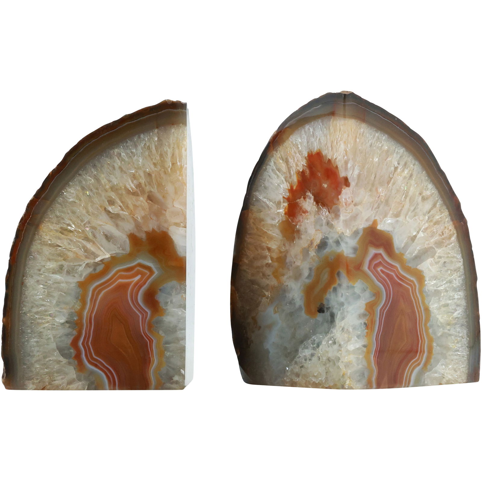 Pair Geode Mineral Stone Bookends 5.5 in. height x 3.5 in. wide (1 of 16)