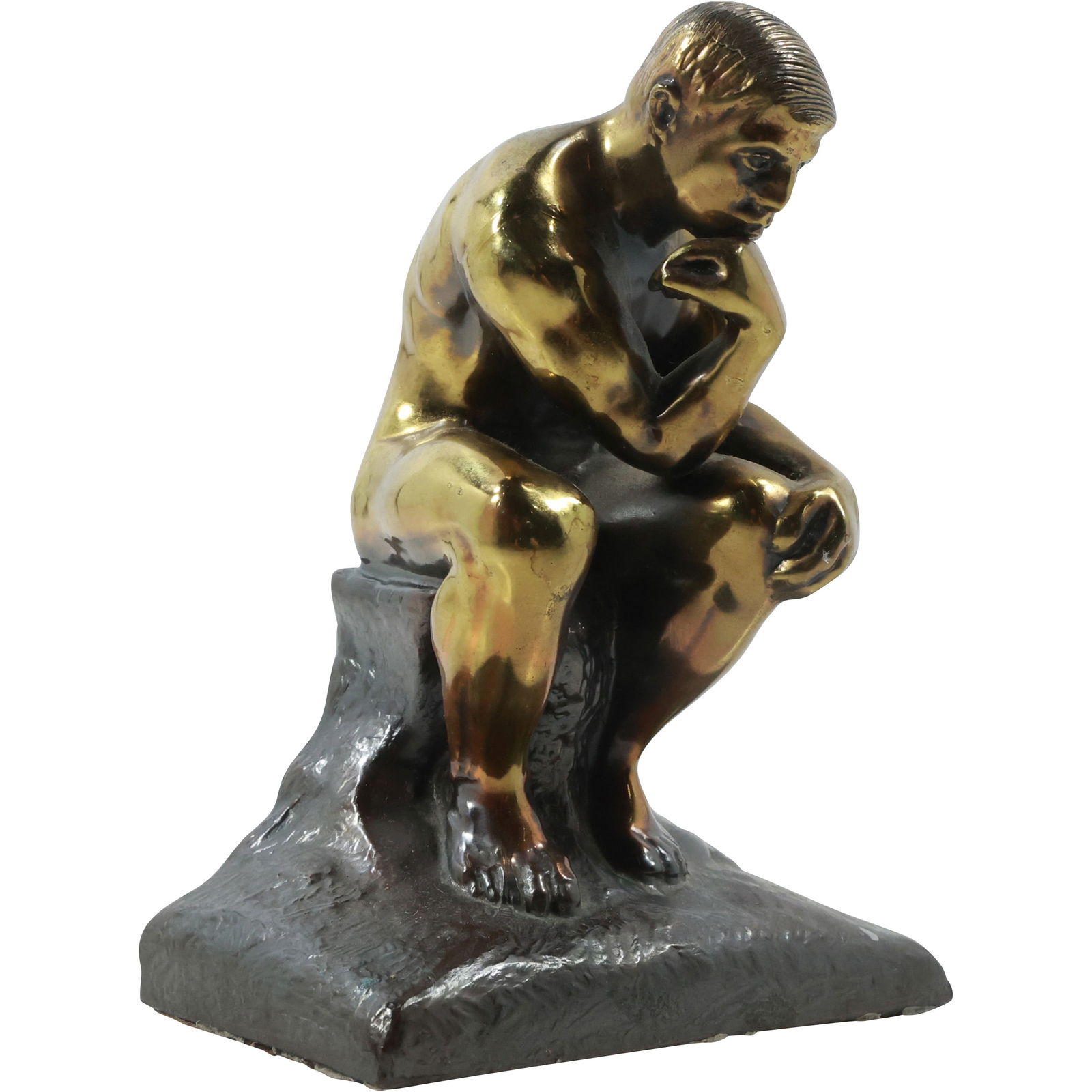 after Auguste Rodin, "The Thinker"  Cast Metal Figure Sculpture Signed W H Lewis, 6 in. height (1 of 14)