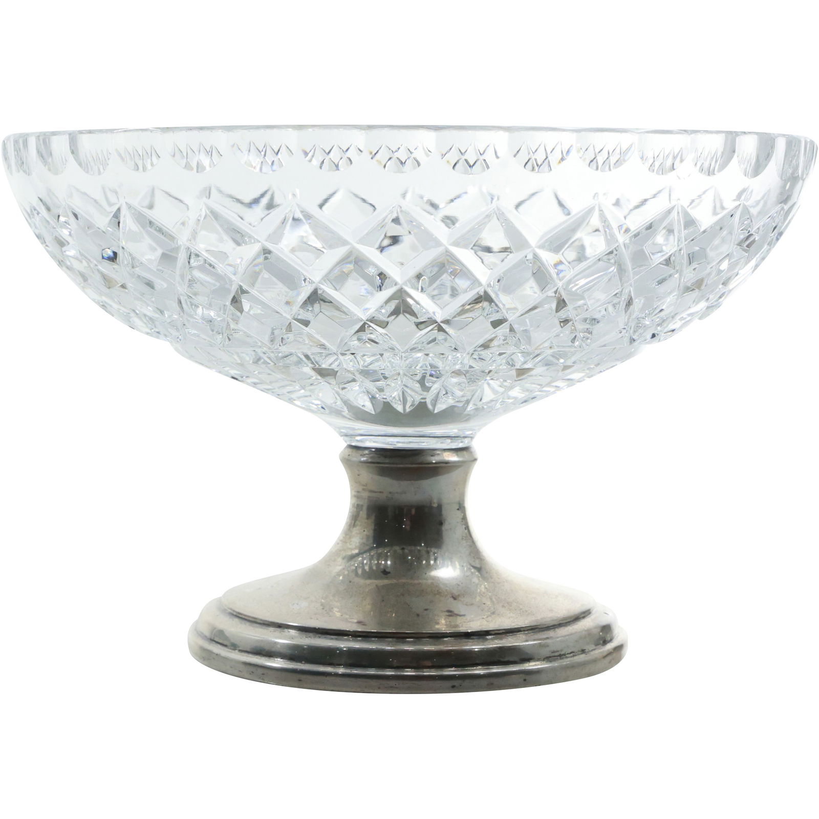 Cut Glass Crystal Compote Bowl on Sterling Silver Base 7 in. diameter (1 of 12)