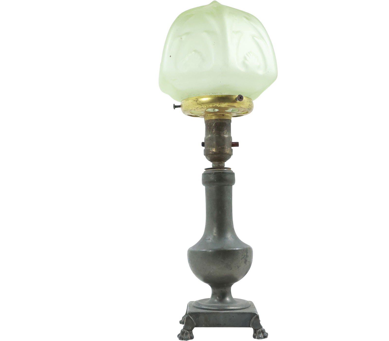 Vintage Art Deco Table Lamp with Green Glass Shade 16 in. height (1 of 13)