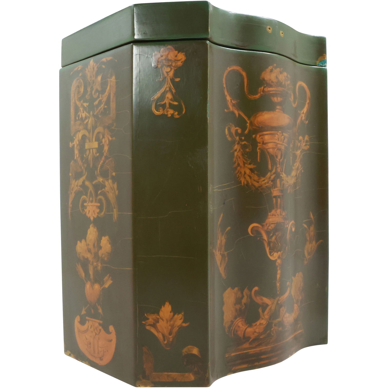 Green Lacquered Covered Box Neo Classical Design 10.5 in. height x 8.25 in. height (1 of 16)