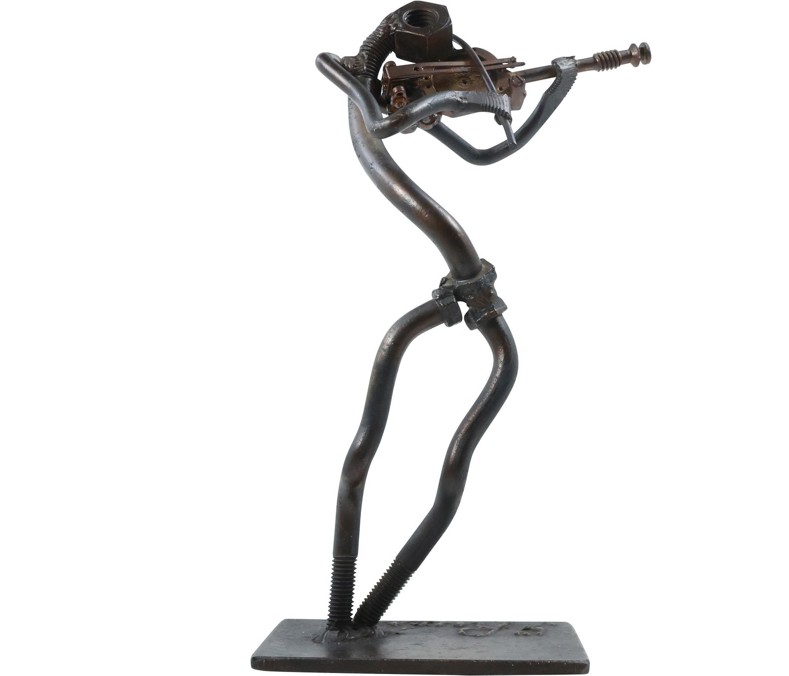 Steampunk Nuts and Bolts Sculpture of a Violinist Signed Y. Rusic, 13.75 in. height x 7.25 in. wide (1 of 14)