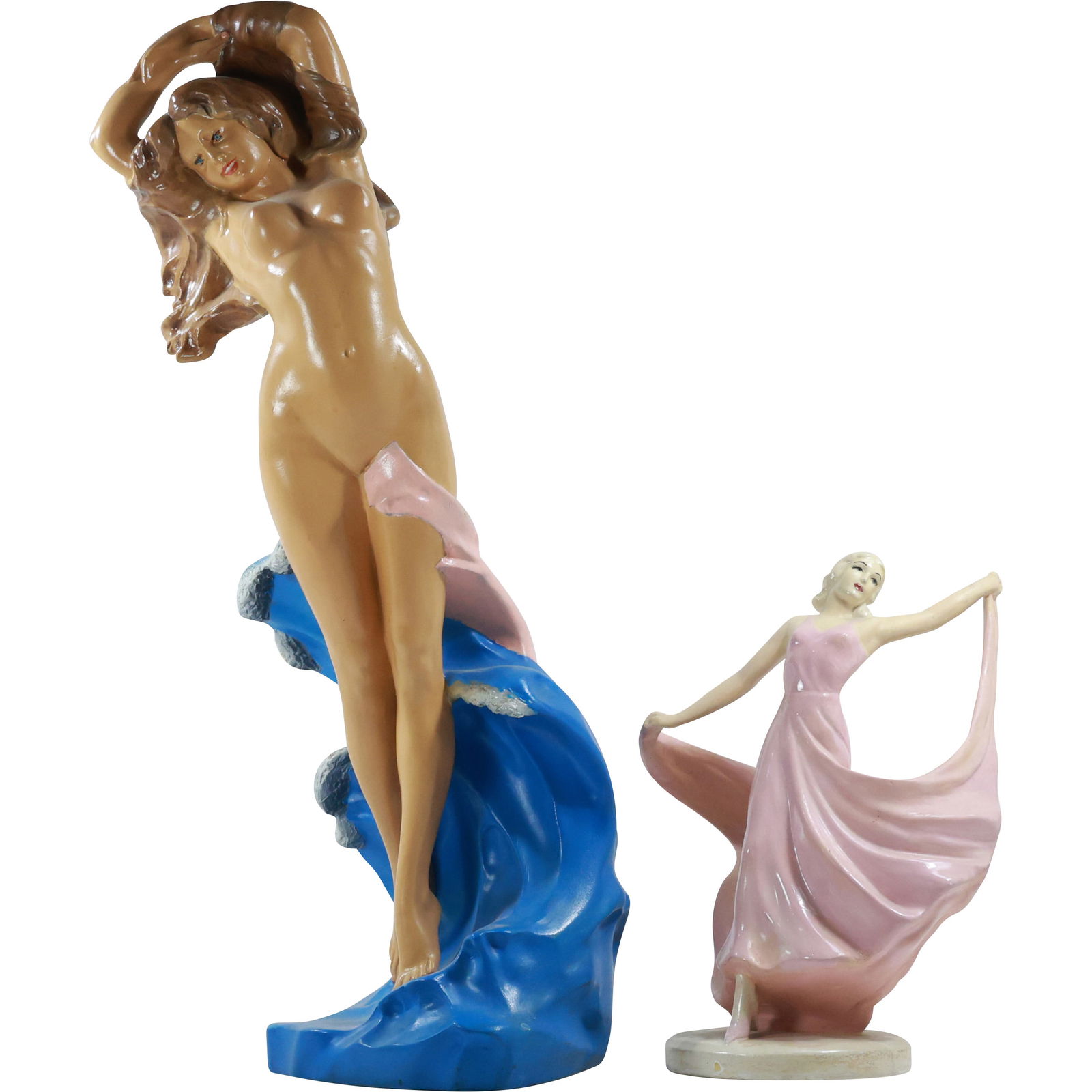 2 Vintage Figures Bathing Beauty and Dancer in Hard Composition (1 of 19)