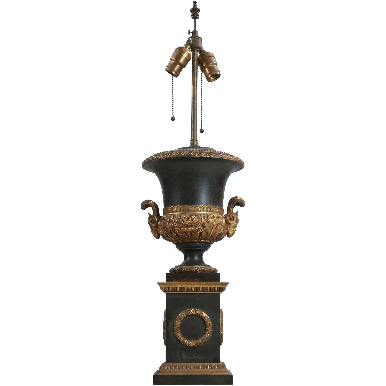 19th C. Bronze French Empire Urn Table Lamp 31 inches overall height (1 of 12)