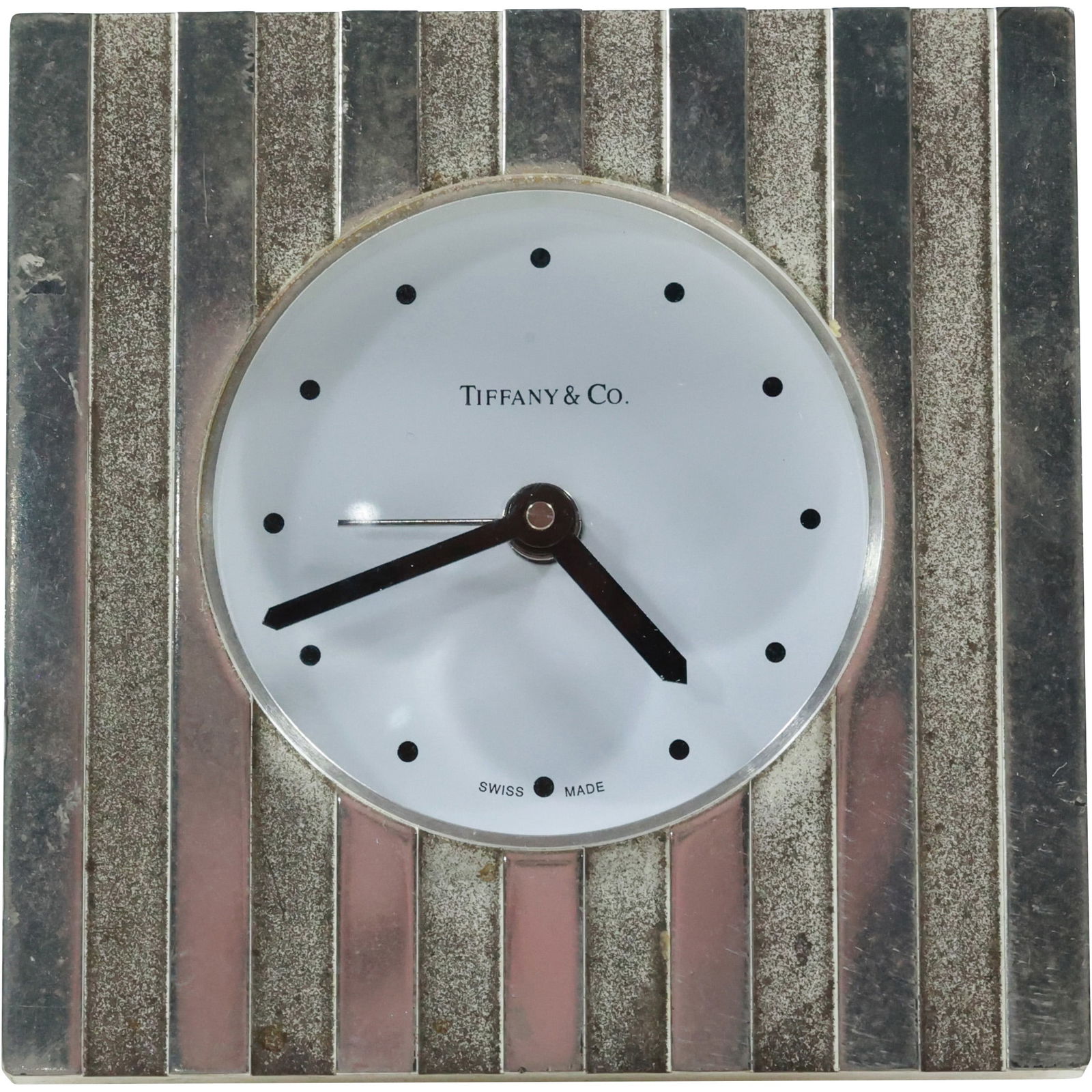 TIFFANY & CO "Atlas" Silver Tone Metal Desk Clock (1 of 16)