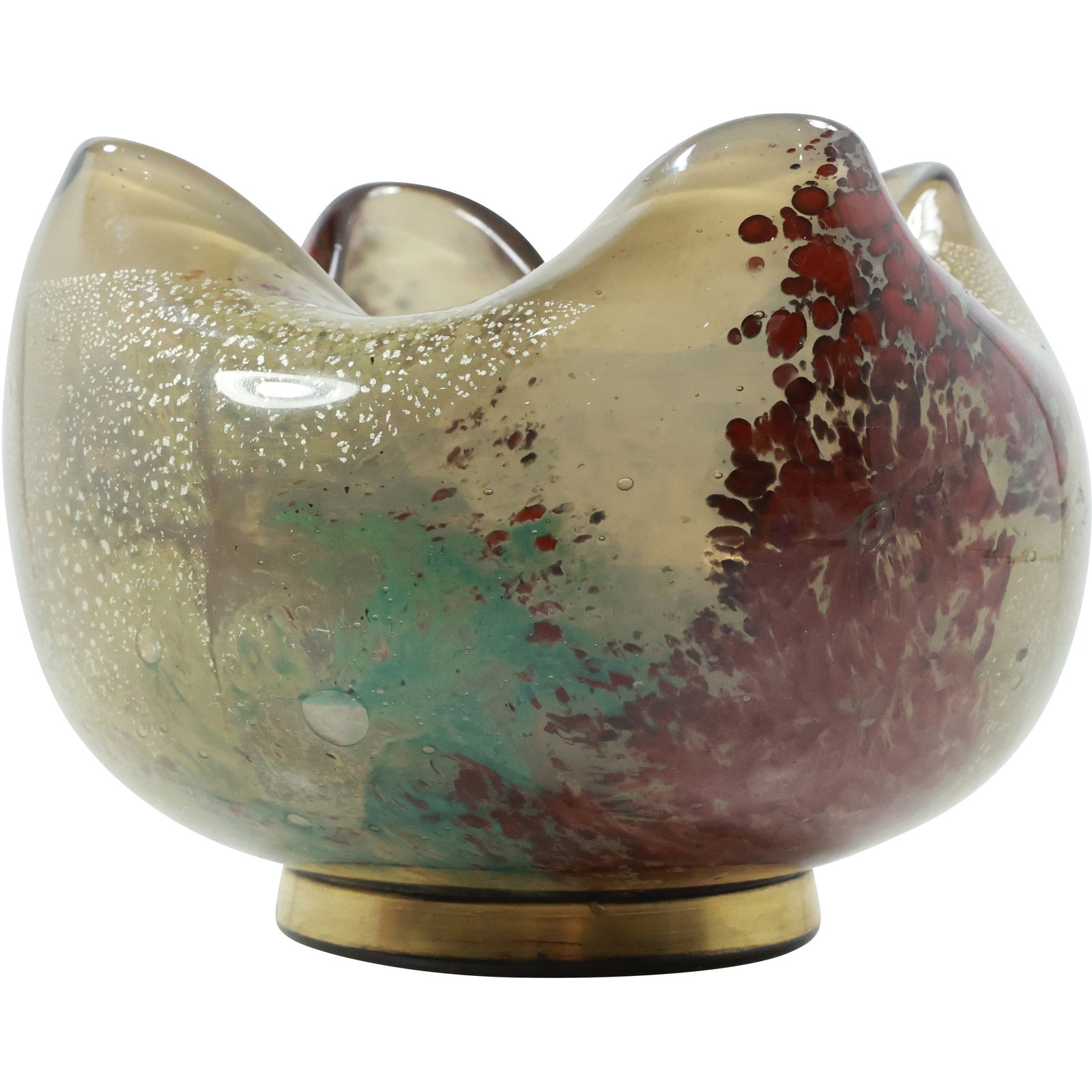 Quality Mid-Century Modern Art Glass Pinched Sides Bowl 4.5 in. height x 6 in. wide: Quality Mid-Century Modern Art Glass Pinched Sides Bowl 4.5 in. height x 6 in. wide. size: 4.5x6 shelf: A