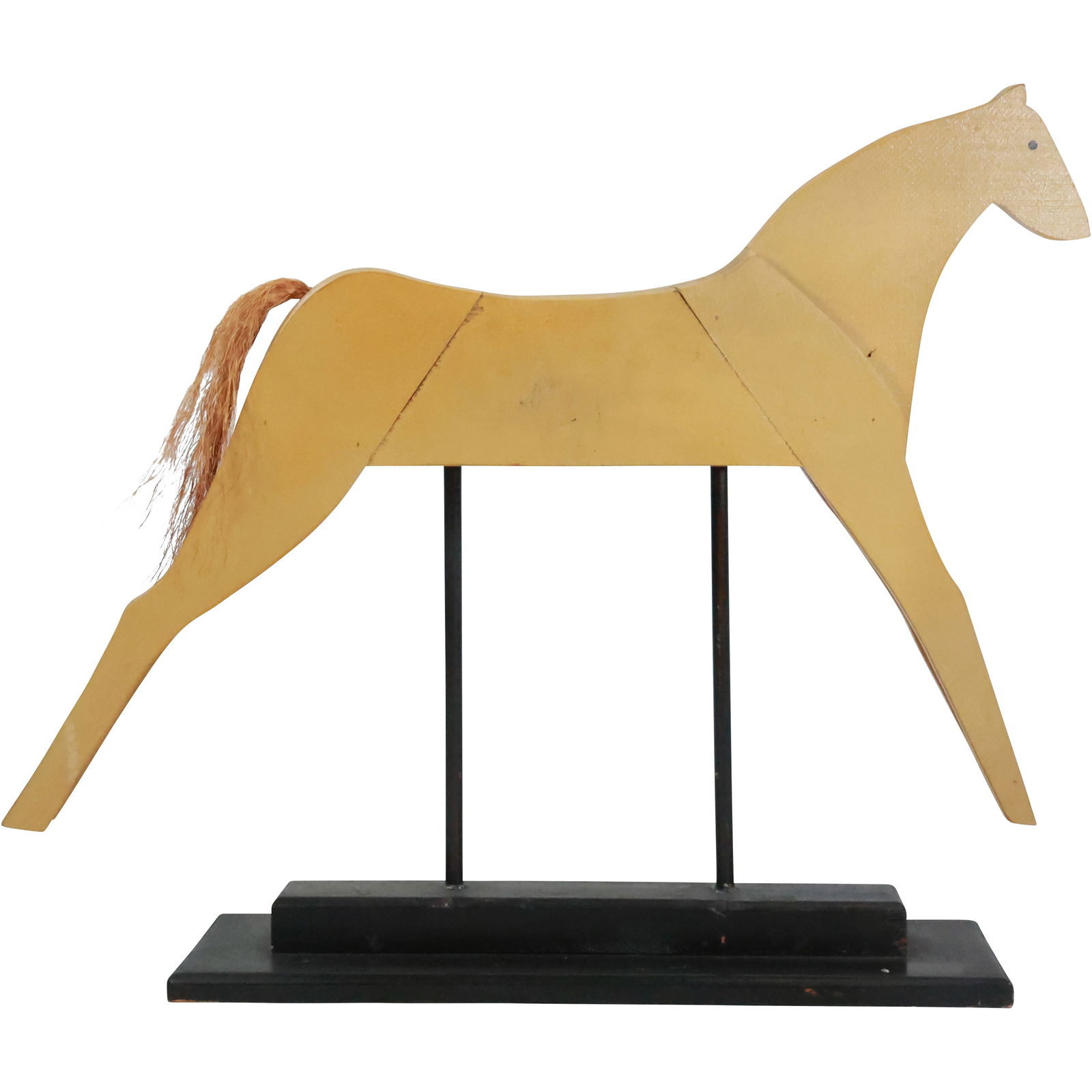 20th C. Folk Art Wooden Horse on Stand, Label: Stephen Barany, 24.25 in. height x 29 in. length (1 of 17)