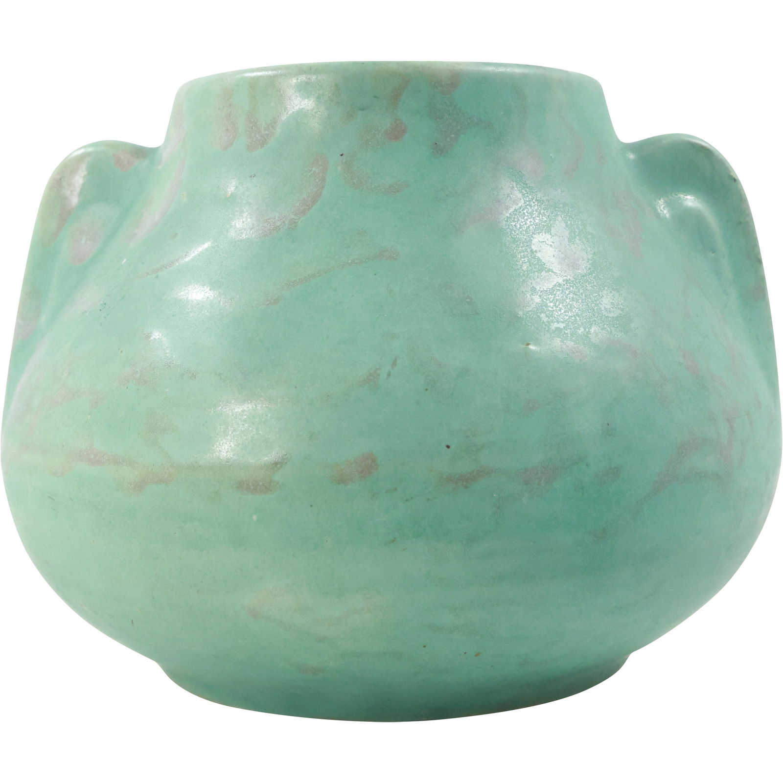 Brush McCoy Pottery Art Vellum Fawn Vase Mottled Green Arts Crafts Era 5 in. x 6 in. (1 of 11)