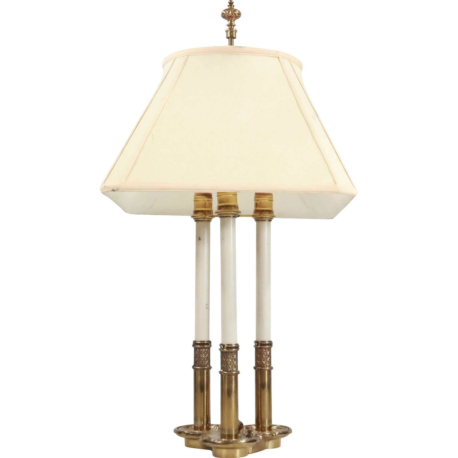 Formal Regency Brass 3-Light Bouilette Lamp with Shade 30.5 in. overall height (1 of 20)