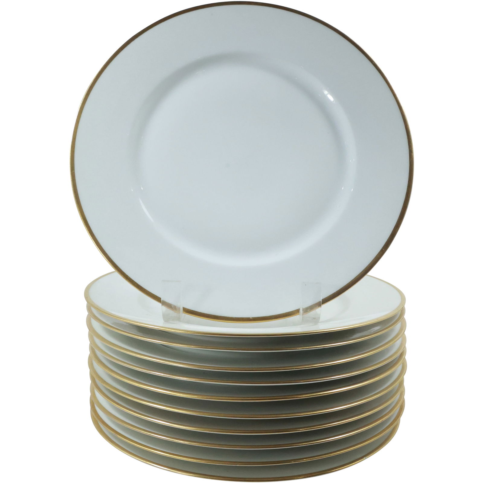 Set of 11 Theodore Haviland Limoges France Gold Trim Plates 9.75 inches diameter (1 of 13)
