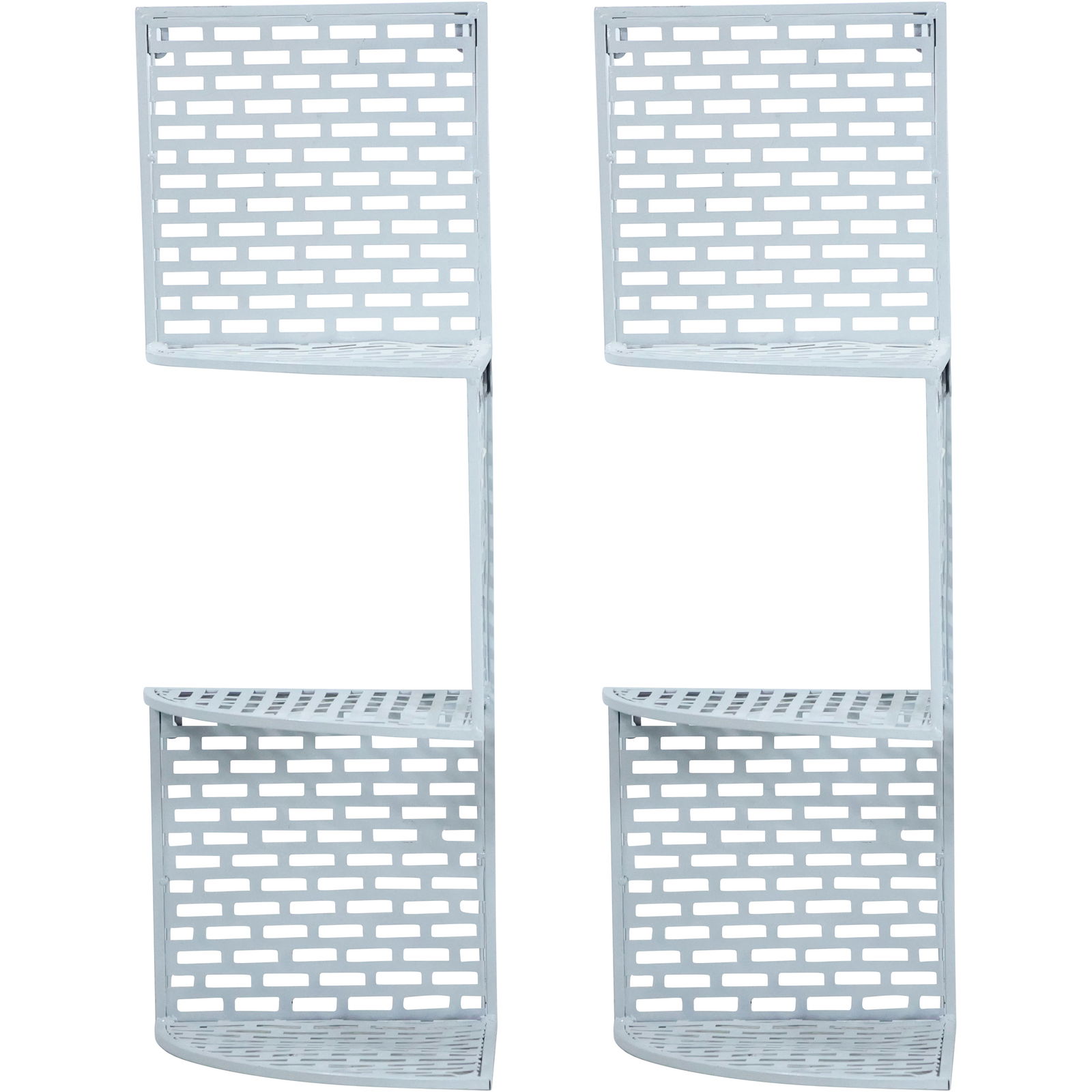 Pair of Mid Century Industrial Metal Corner Shelves with Perforated Surface (1 of 9)