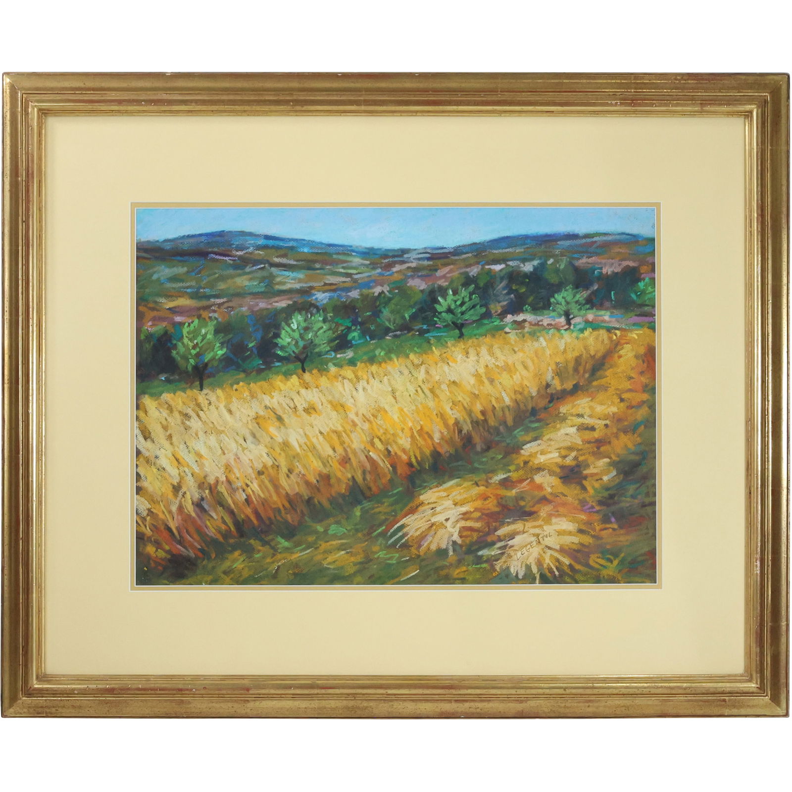 Signed Legentil, Vintage Oil Painting Hay Fields in Landscape, Framed (1 of 11)