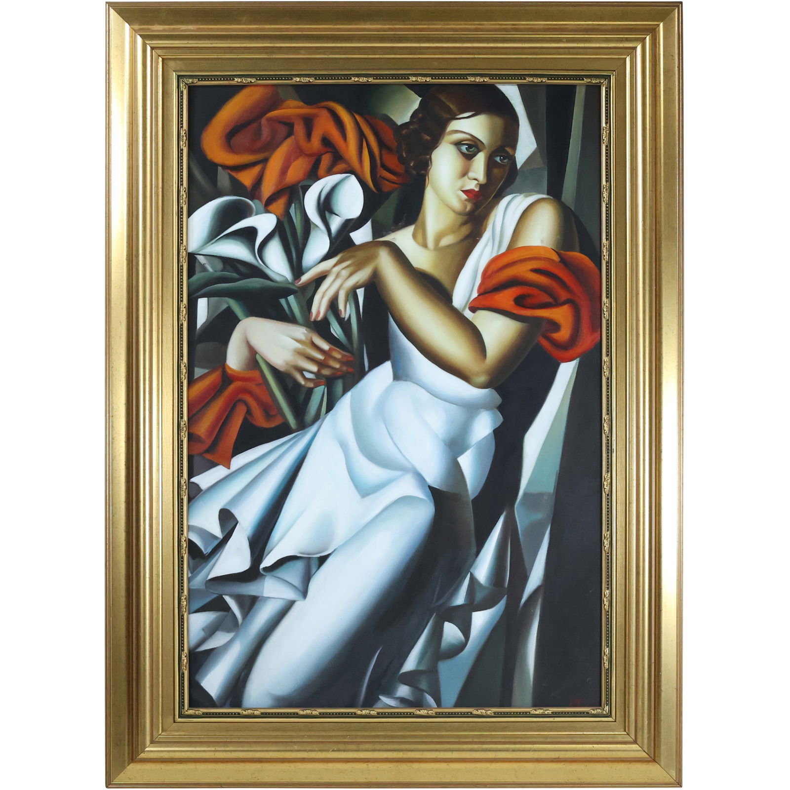 Tamara De Lempicka, Ira Perrot, Giclee on Canvas Art Deco Woman with Flowers, Framed (1 of 14)