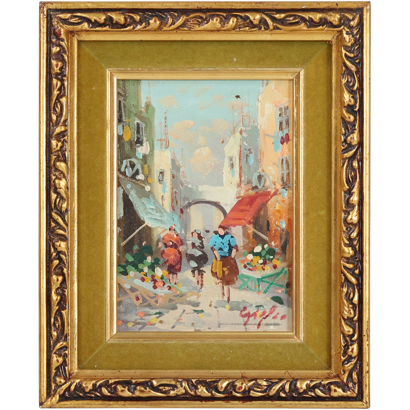 Signed Gaglio, Small Oil Painting Parisian Street Scene, Framed (1 of 10)