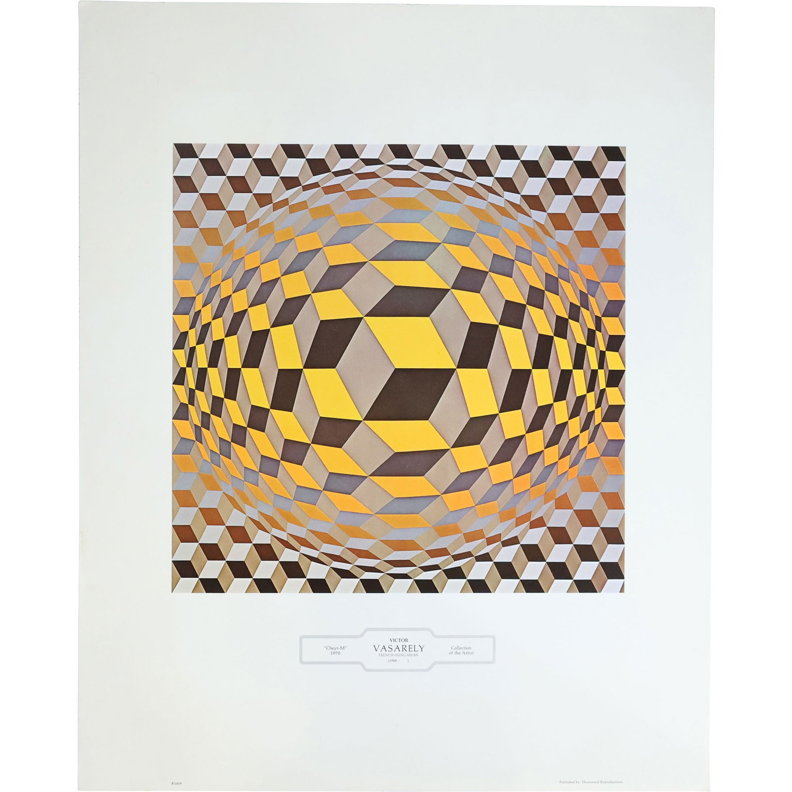 Victor Vasarely, Color Lithograph Print, OP-ART, "Cheyt-M 1970",  28.5 in. x 22.5 in. (1 of 10)