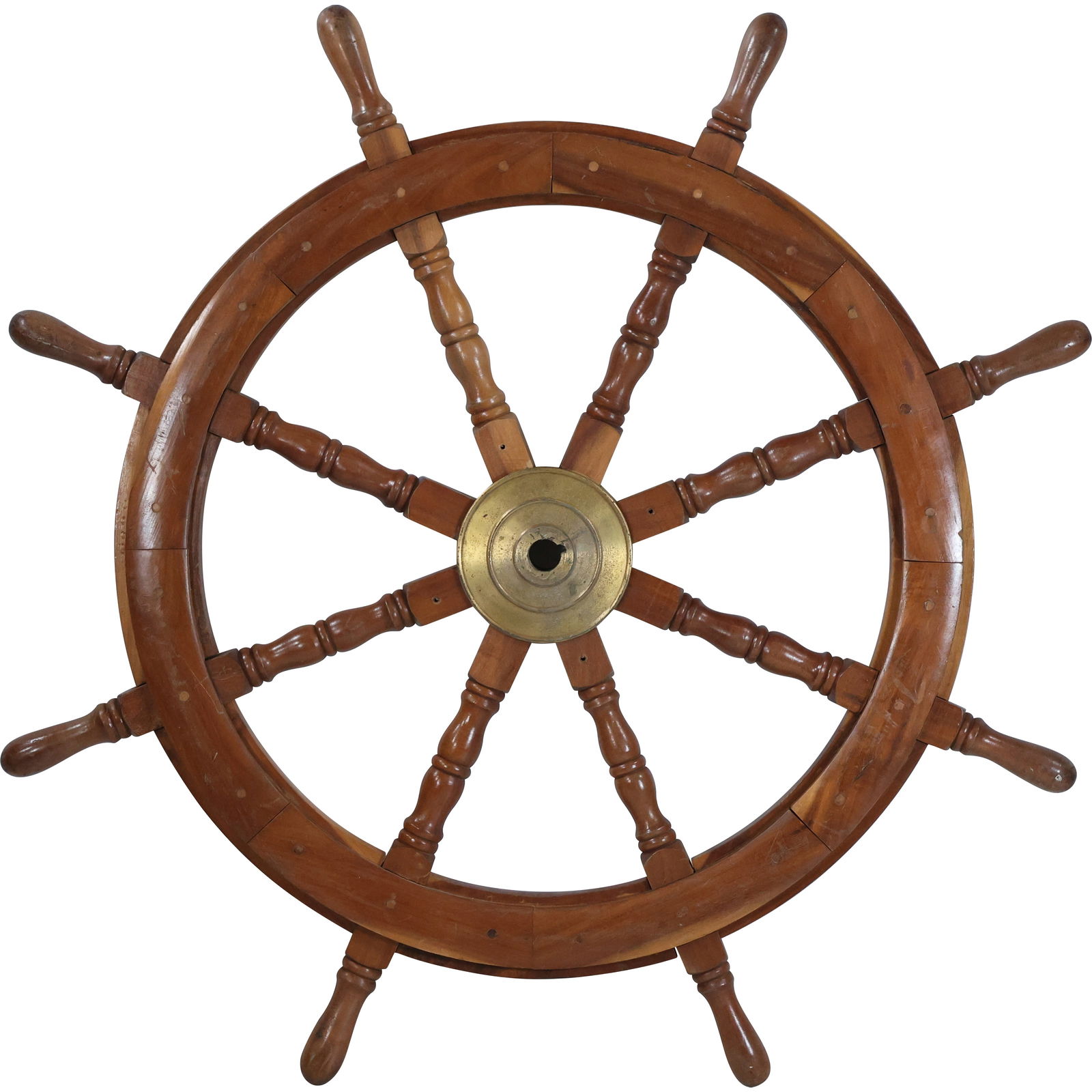 Walnut and Brass Ship's Wheel 34 inches diameter (1 of 12)
