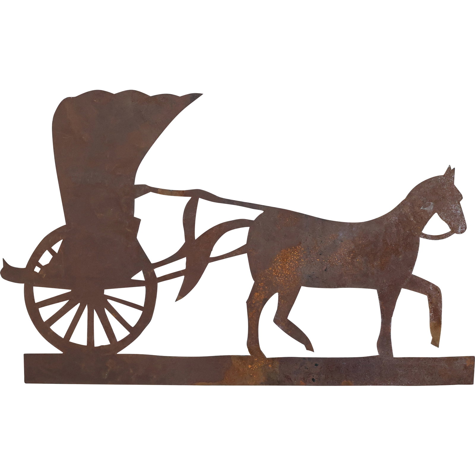 Antique American Hand Made Folk Art Metal Trade Sign Horse and Buggy Coach Harness Silhouette: Antique American Hand Made Folk Art Metal Trade Sign Horse and Buggy Coach Harness Silhouette size: 15 in. x 24 in.