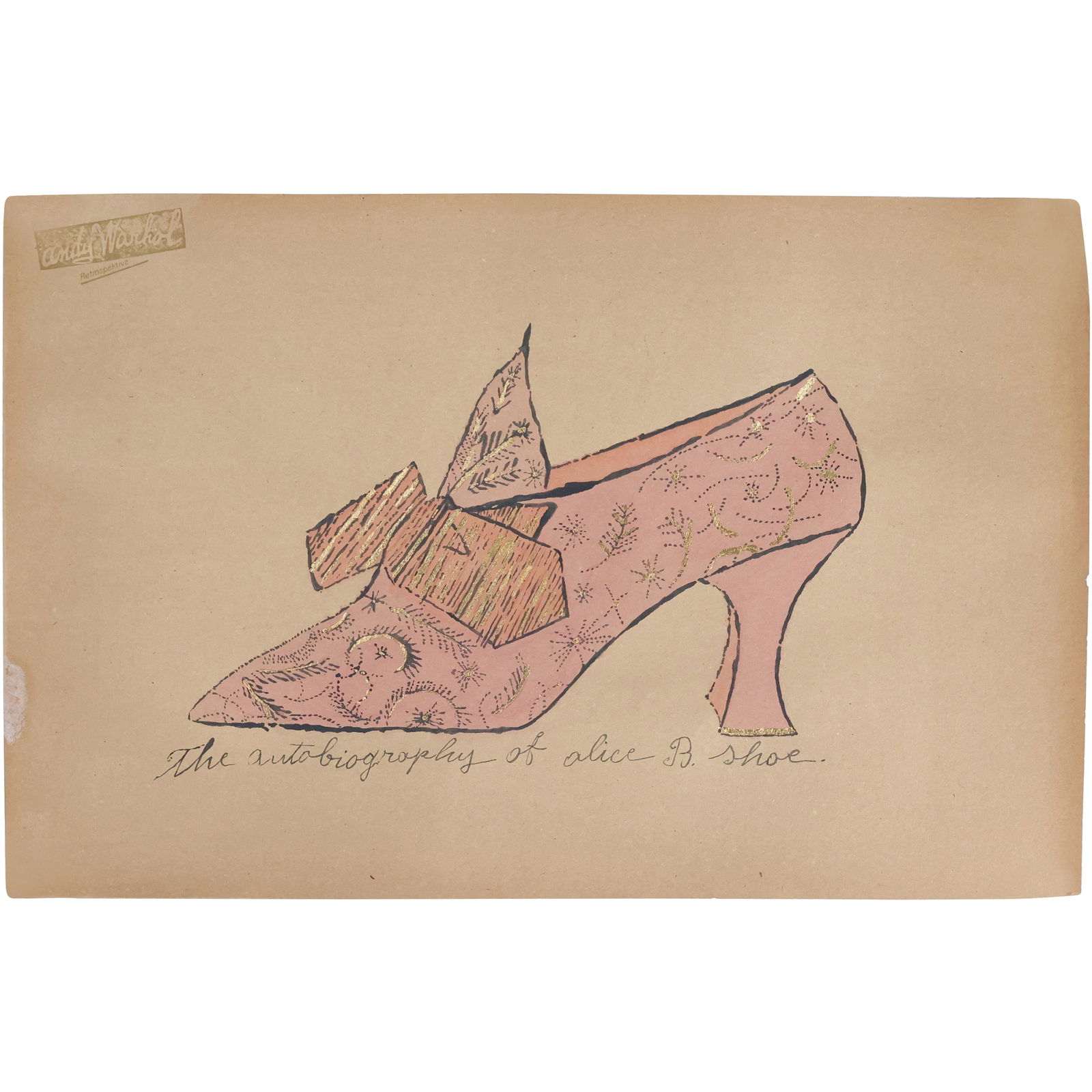 Andy Warhol, Mixed Media on Paper The Autobiography of Alice B Shoe, with Andy Warhol Stamp (1 of 12)