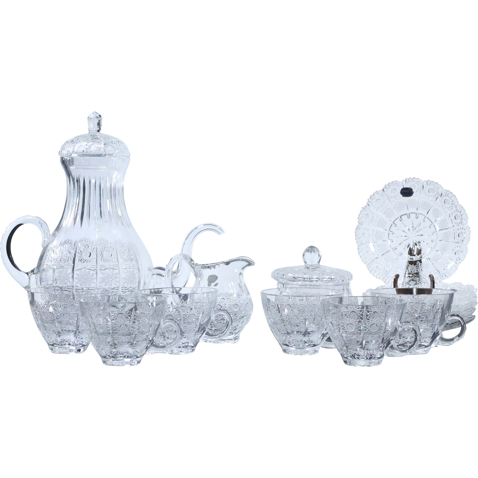 15 Pieces Assorted Bohemian Cut Crystal Glass made in Czech Republic, includes Pitcher (1 of 17)