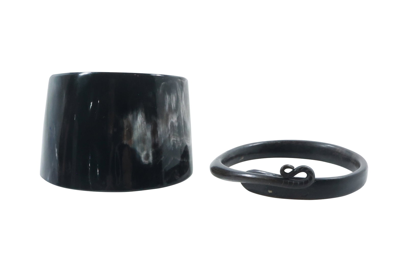 [2] Designer Wide Horn Bracelet & Snake Bracelet: [2] Designer Wide Horn Bracelet 3 1/8 in. x 2 5/8 in./ x 2 1/4 in. & Snake Bracelet 3 1/8 in. x 1/2 in.