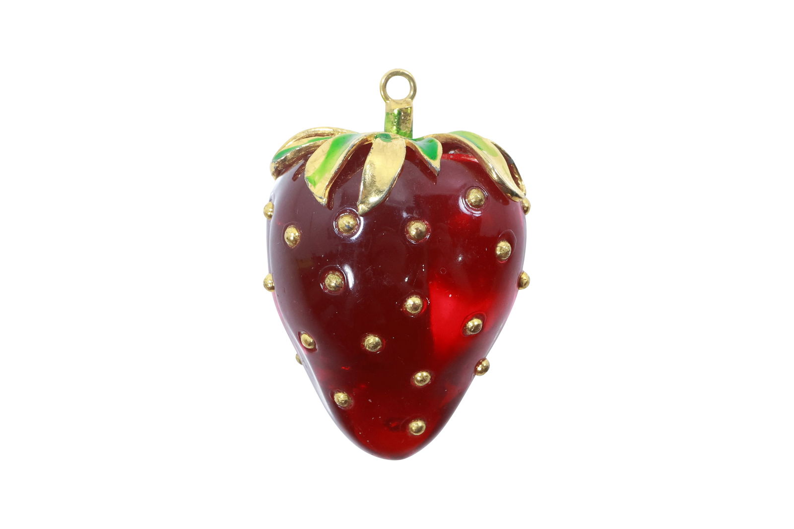 Large Lucite Strawberry Pendant 2 3/4 in. x 1 3/4 in.: Large Lucite Strawberry Pendant 2 3/4 in. x 1 3/4 in.