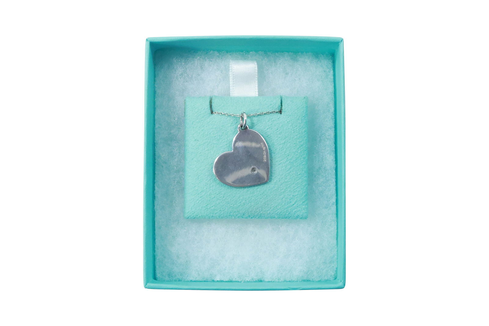 TIFFANY & CO .925 Sterling Silver with DIAMOND "With Love Pendant" on 18 in. Tiffany & Co Chain (1 of 14)