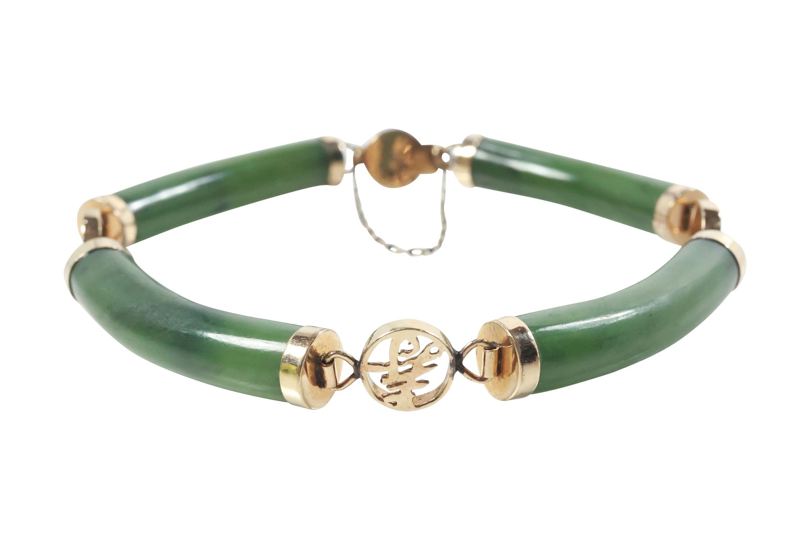 14K Gold with Jade Bracelet , 7 3/4 in. x 1/4 in. (1 of 12)