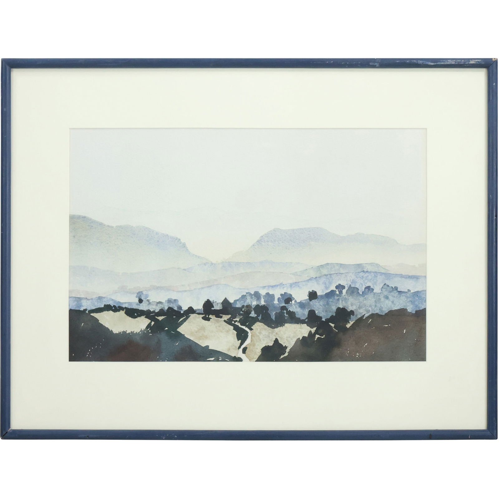 attributed to Peter McIntyre, Fine Watercolor Painting Rolling Hills Landscape, Unsigned (1 of 12)