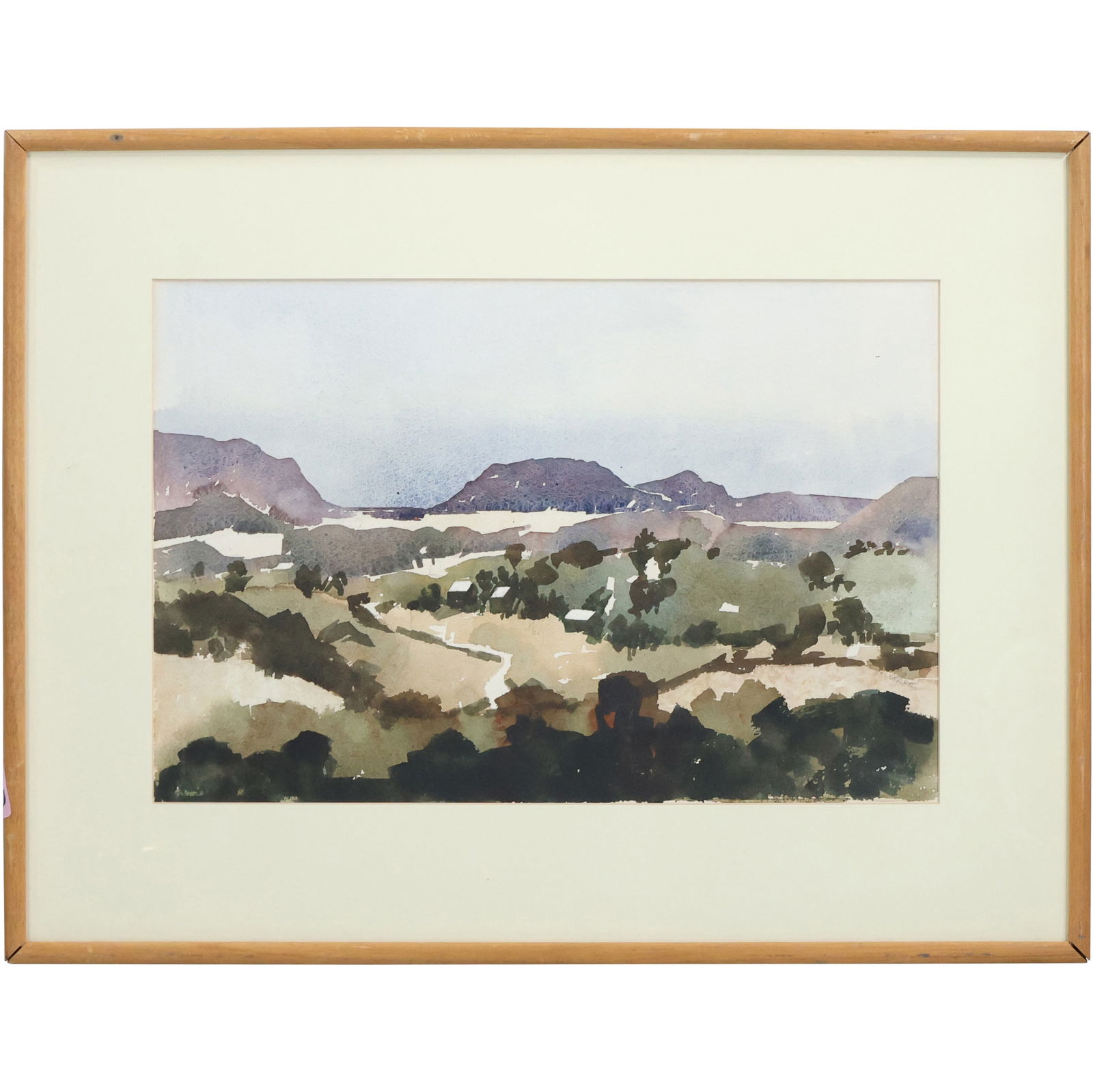 attributed to Peter McIntyre, Fine Watercolor Painting Rolling Hills Landscape, Unsigned (1 of 12)
