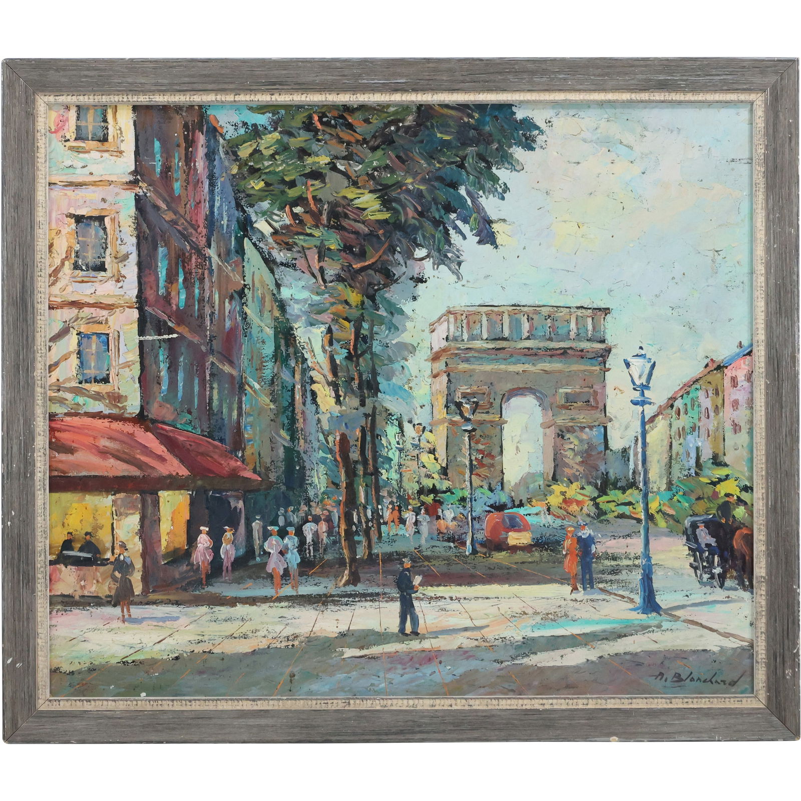 Antoine Blanchard [1910-1988 French] Oil on Board Painting Parisian Street Scene, Signed (1 of 14)